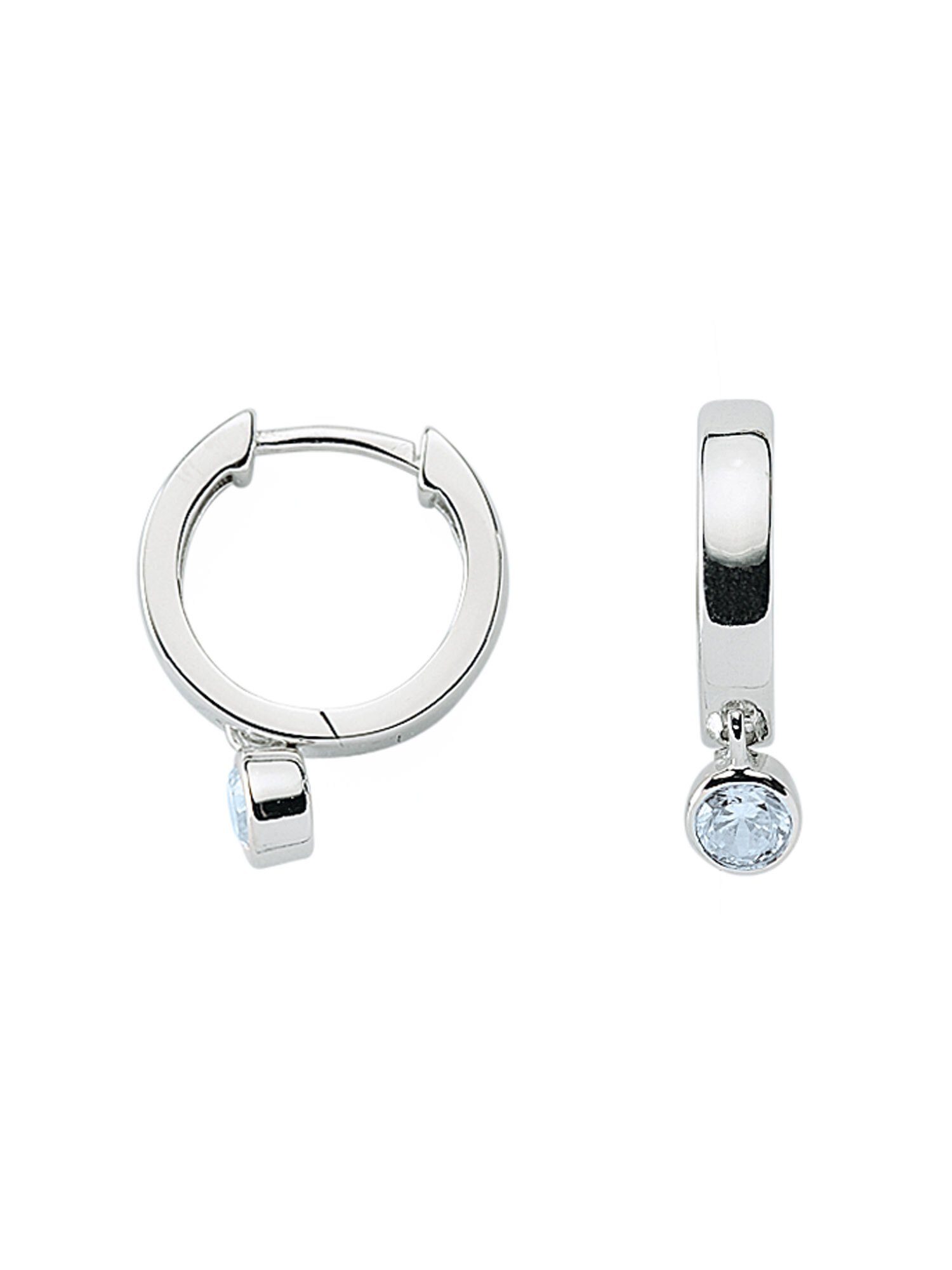 Adelia´s Paar Ohrhänger 925 Silber Ohrringe Creolen Ø 14,7 mm, mit Zirkonia  Silberschmuck für Damen, Mit Liebe gefertigt aus: 925 Sterling Silber  rhodiniert