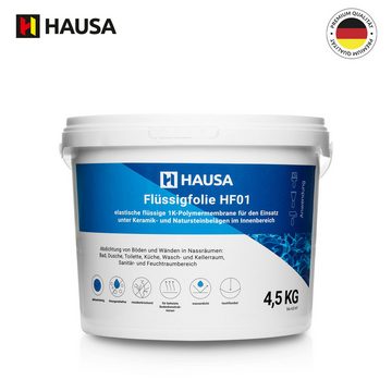 Hausa wasserfeste Abdichtung unter Bodenfliese Dicht-Set PRO6, blau, 4,5kg Flüssigfolie, 1L Tiefengrund, 5m Dichtband, 2x Innenecke, 2x Wandmanschette, 2x Billy Click