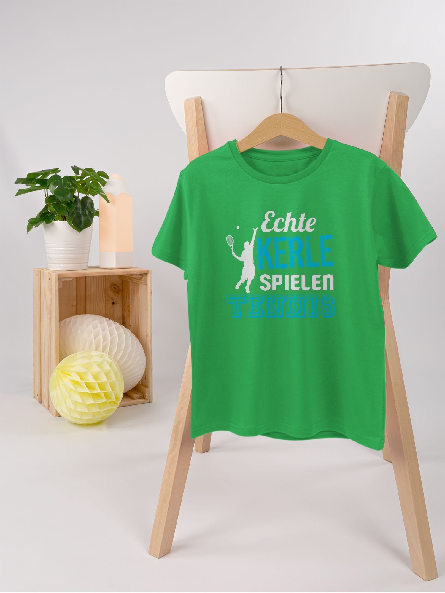 Shirtracer T-Shirt Echte Kinder Grün Sport 3 Kerle spielen Kleidung Tennis