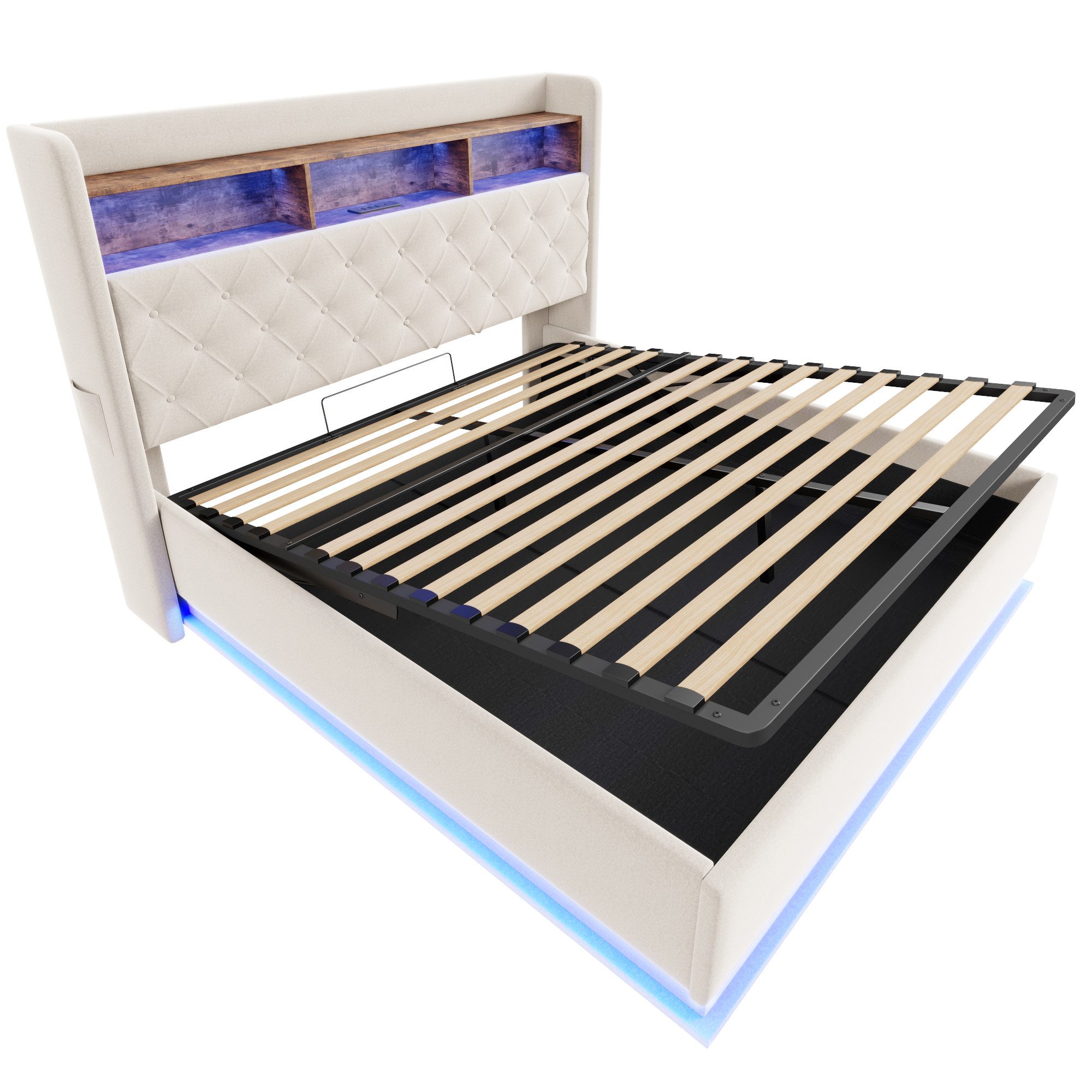 OKWISH Polsterbett Funktionsbett,Stauraumbett,Doppelbett,Gästebett (Luxuriö günstig online kaufen