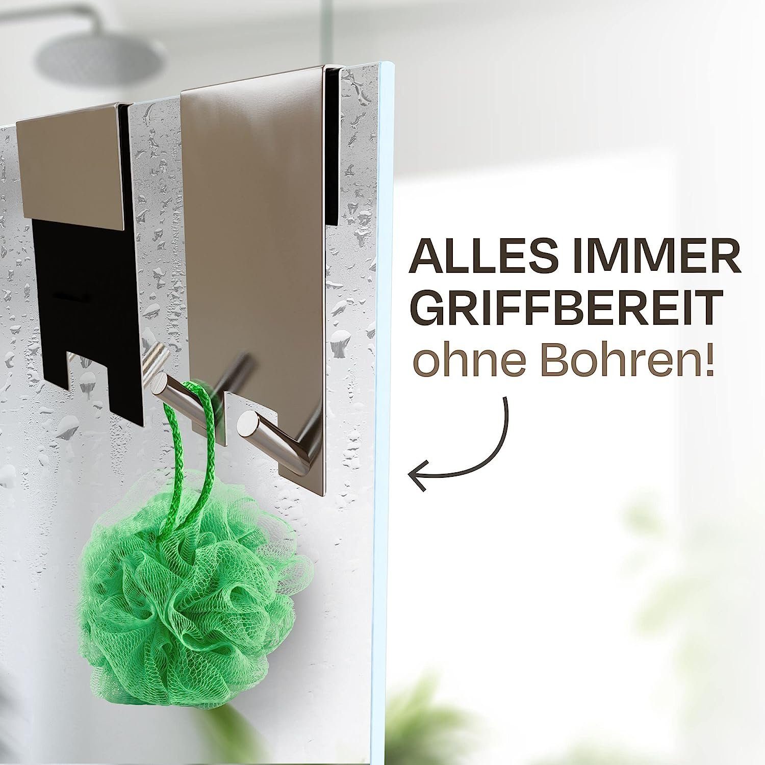 Praknu Handtuchhaken 2 Haken für Duschwand - Ohne Bohren - Innen gepolstert günstig online kaufen