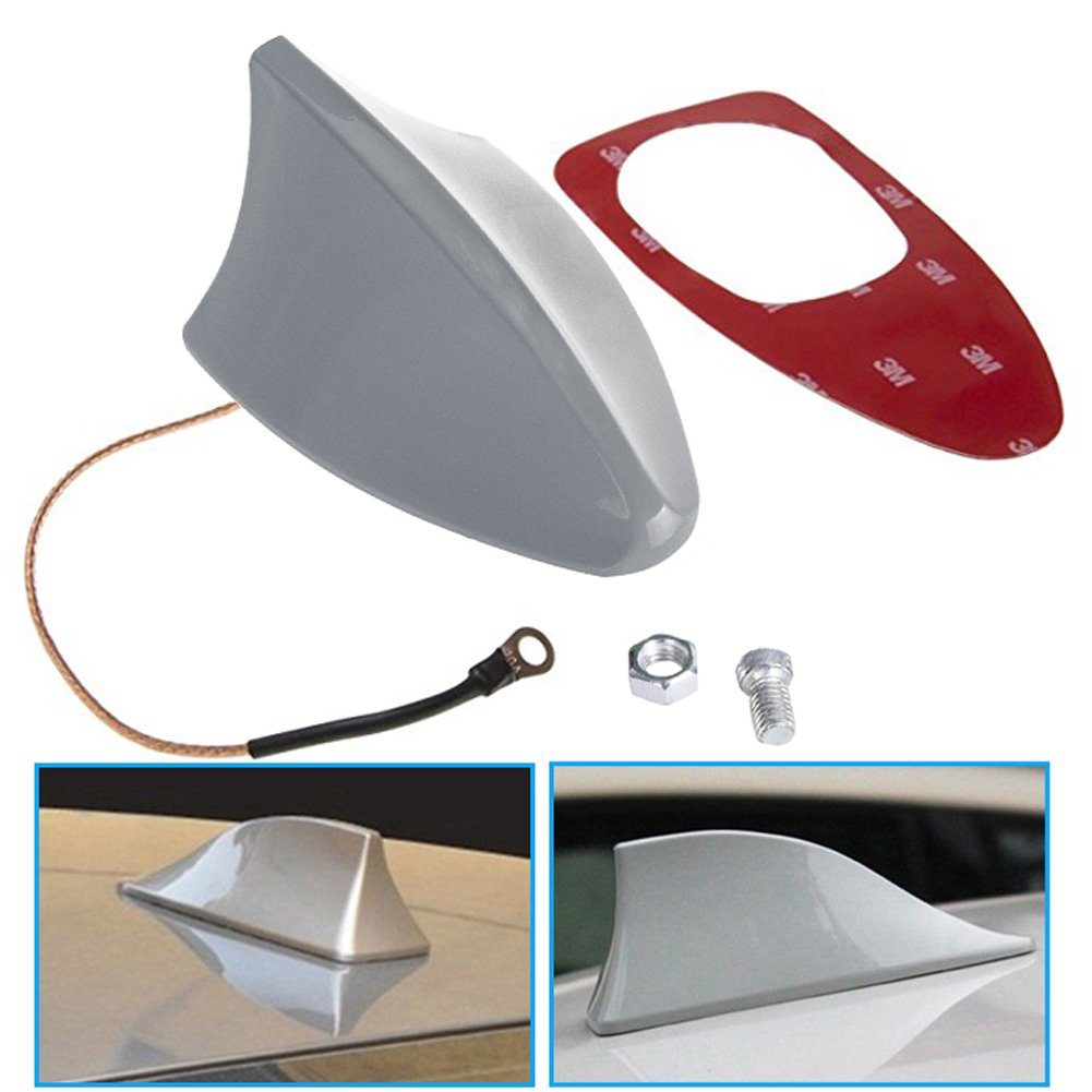 Bolwins A54C Universal Auto Shark Hai Antenne Dachantenne Haifisch Hochglanz Dachantenne (AM & FM Signal, für Innenbereich oder Außenbereich, Verstärkung: 5 dB), AM & FM Signal, schönes Design und sehr Praktisch