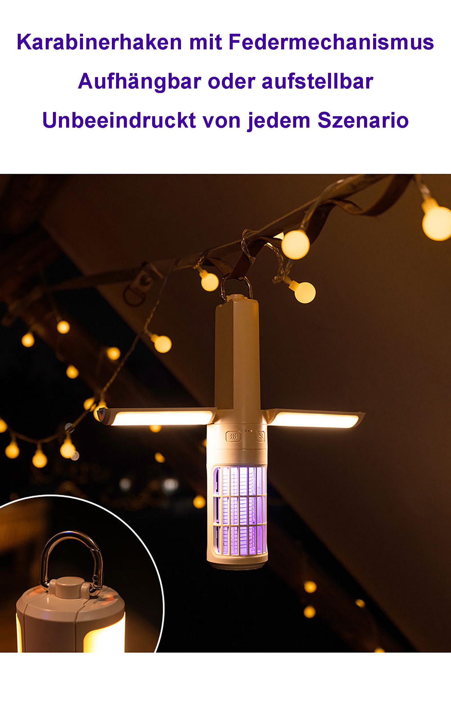 OYLCDI Insektenvernichter Elektrisch UVA Insektenlampen,Mückenlampe Mit LED-Licht, LED-Campinglampe,Faltbar,für Notfälle, Zelte, Reisen