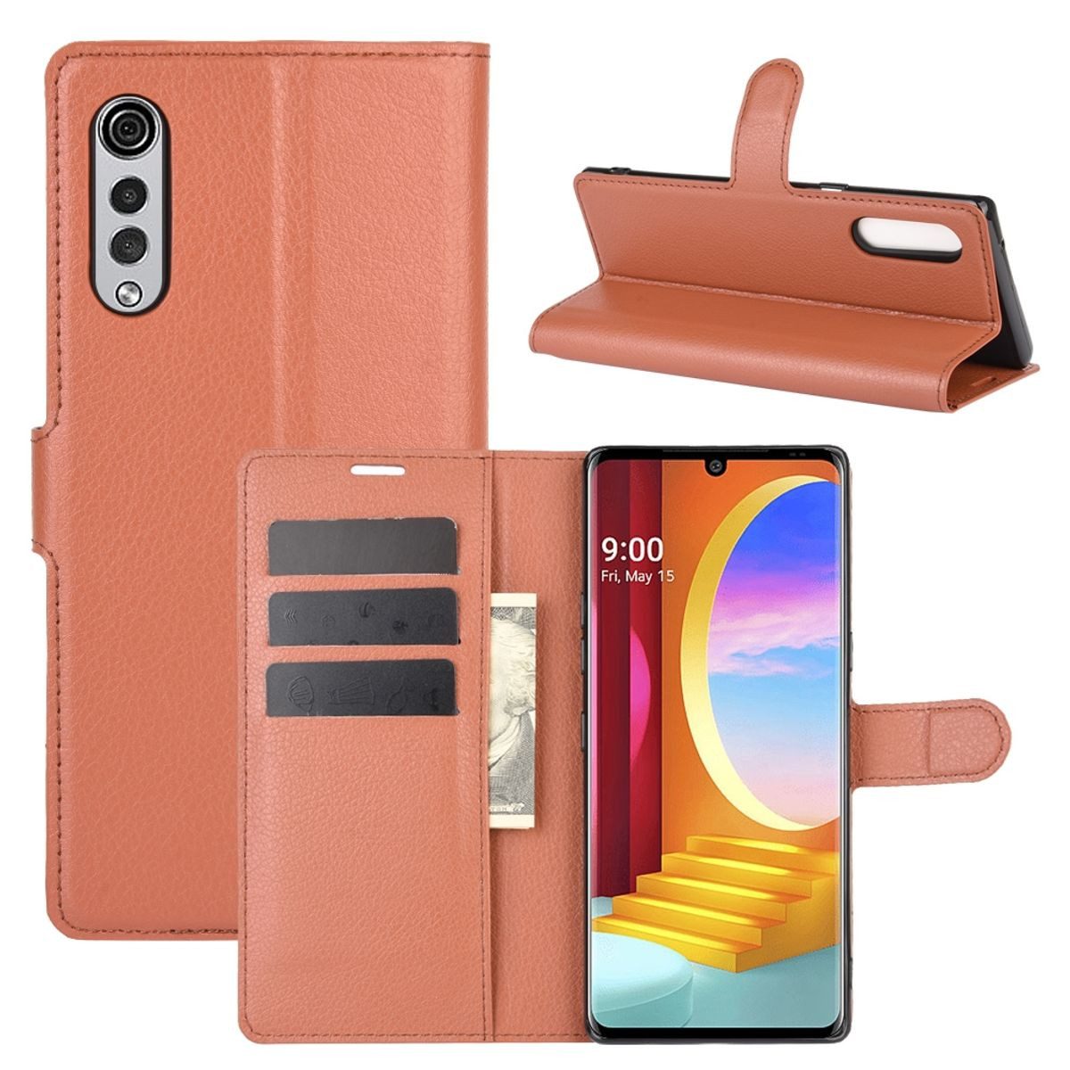 König Design Handyhülle LG Velvet, Schutzhülle Schutztasche Case Cover Etuis Wallet Klapptasche Bookstyle