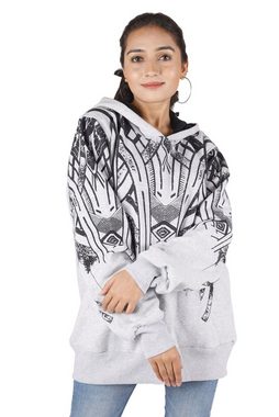 Guru-Shop Langjacke Goa Festival Hoody mit Tribal Print,.. alternative Bekleidung