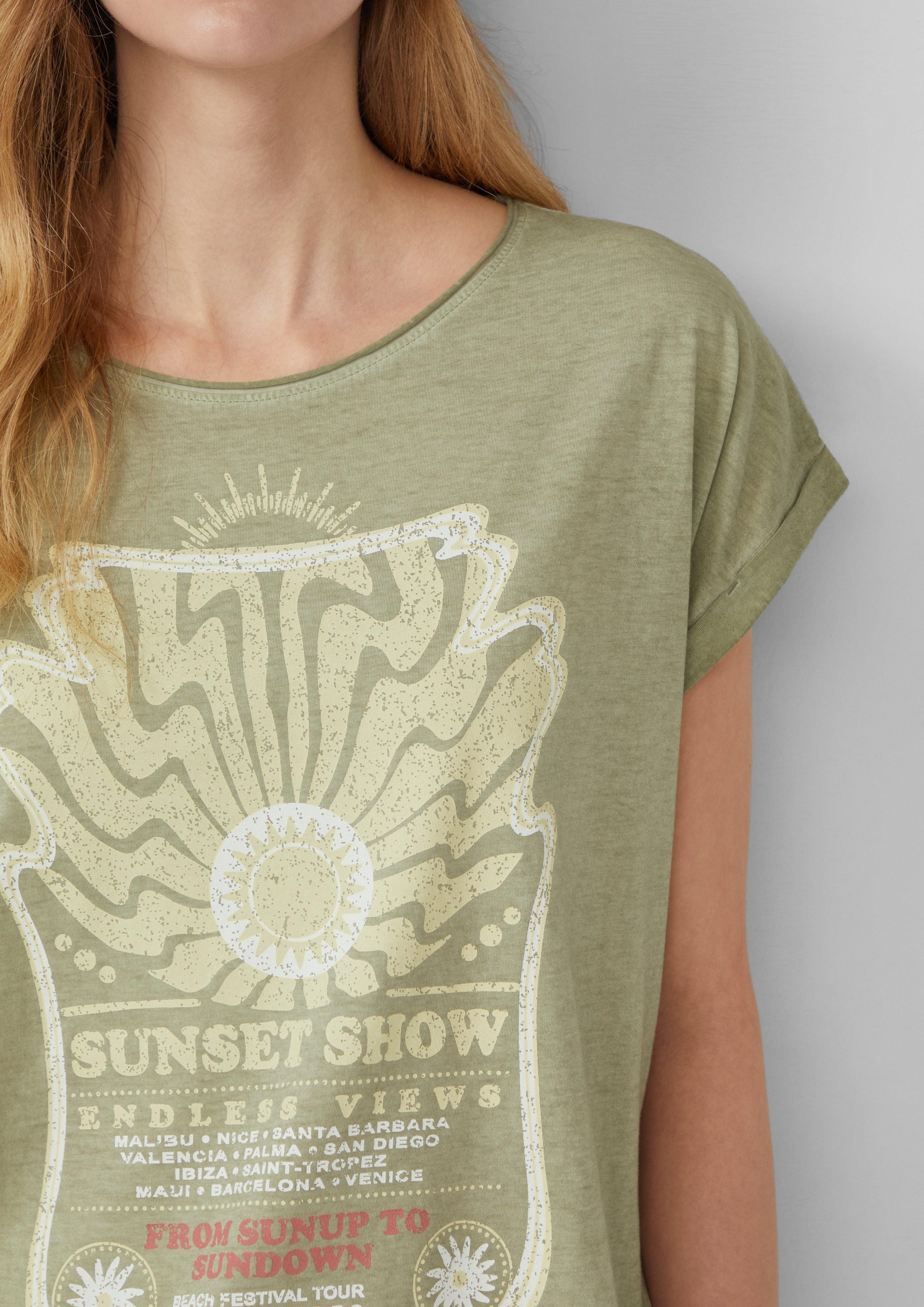 QS Kurzarmshirt Gewaschenes T-Shirt mit Frontprint günstig online kaufen