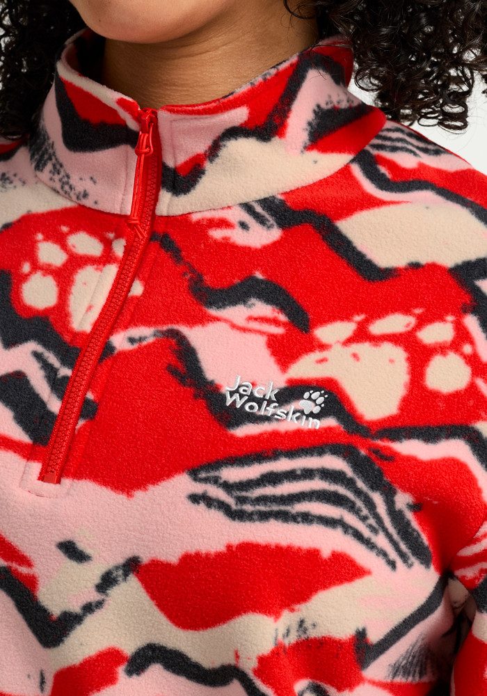 Jack Wolfskin Strickfleece-Pullover PAW ERA 100 PRINT HZ W aus Strickfleece, mit halbem Reißverschluss, mit Rundhalsausschnitt