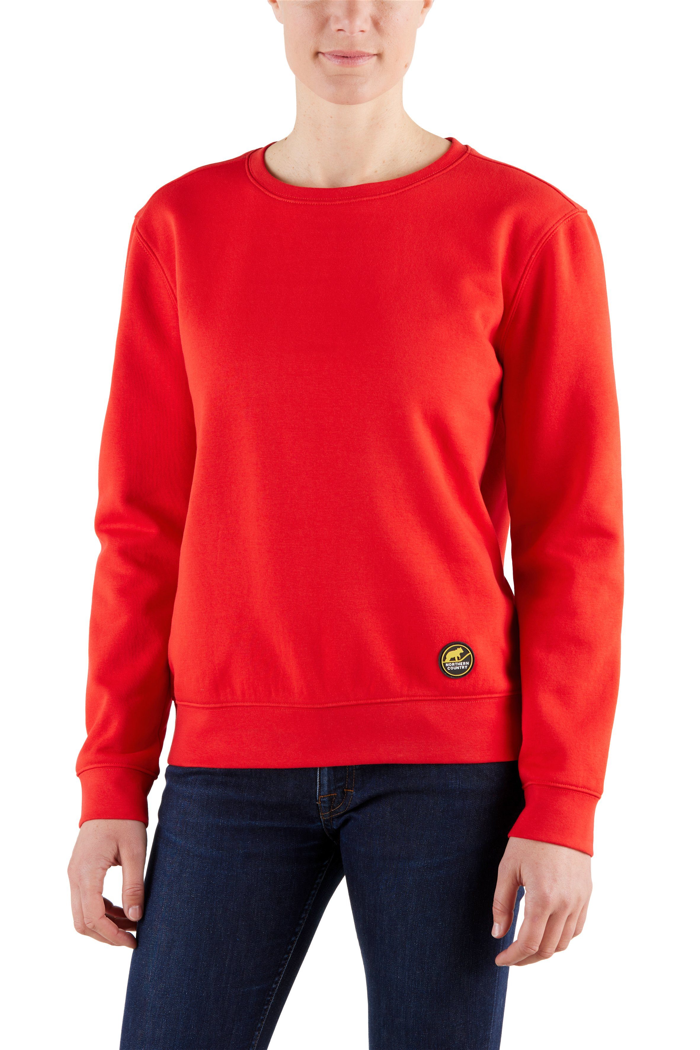 Northern Country Sweatshirt für Red Baumwollmix, sich trägt soften Fiery locker Damen und leicht aus