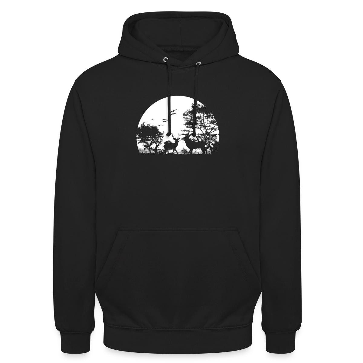 Spreadshirt Hoodie Waldtiere Im Mondschein, Jäger Unisex Hoodie (1-tlg)