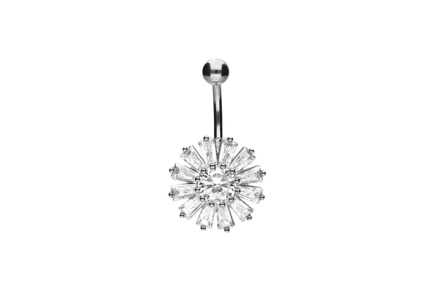 PIERCINGLINE Bauchnabelpiercing Chirurgenstahl Bananabell mit Brass-Design KRISTALLBLUME (Bananabells, 1-tlg)