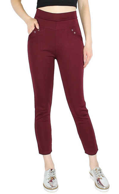 dy_mode Röhrenhose Lässig Elegante Damen Röhrenhose Stretch-Treggings zum Hineinschlüpfen in Unifarbe, mit elastischem Bund