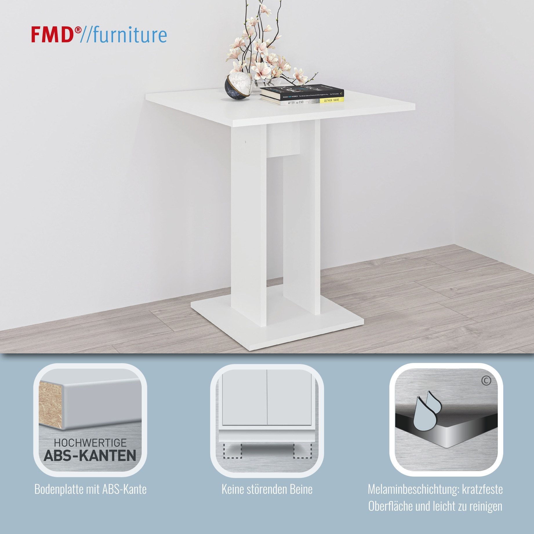 FMD Esstisch Bandol 1, Küchentisch quadratisch, mit stabilem Standfuss, Höhe: 78 cm