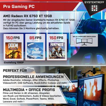 SYSTEMTREFF Gaming-PC (AMD Ryzen 7 7700, Radeon RX 6750 XT, 32 GB RAM, 1000 GB SSD, Luftkühlung, Windows 11, WLAN)