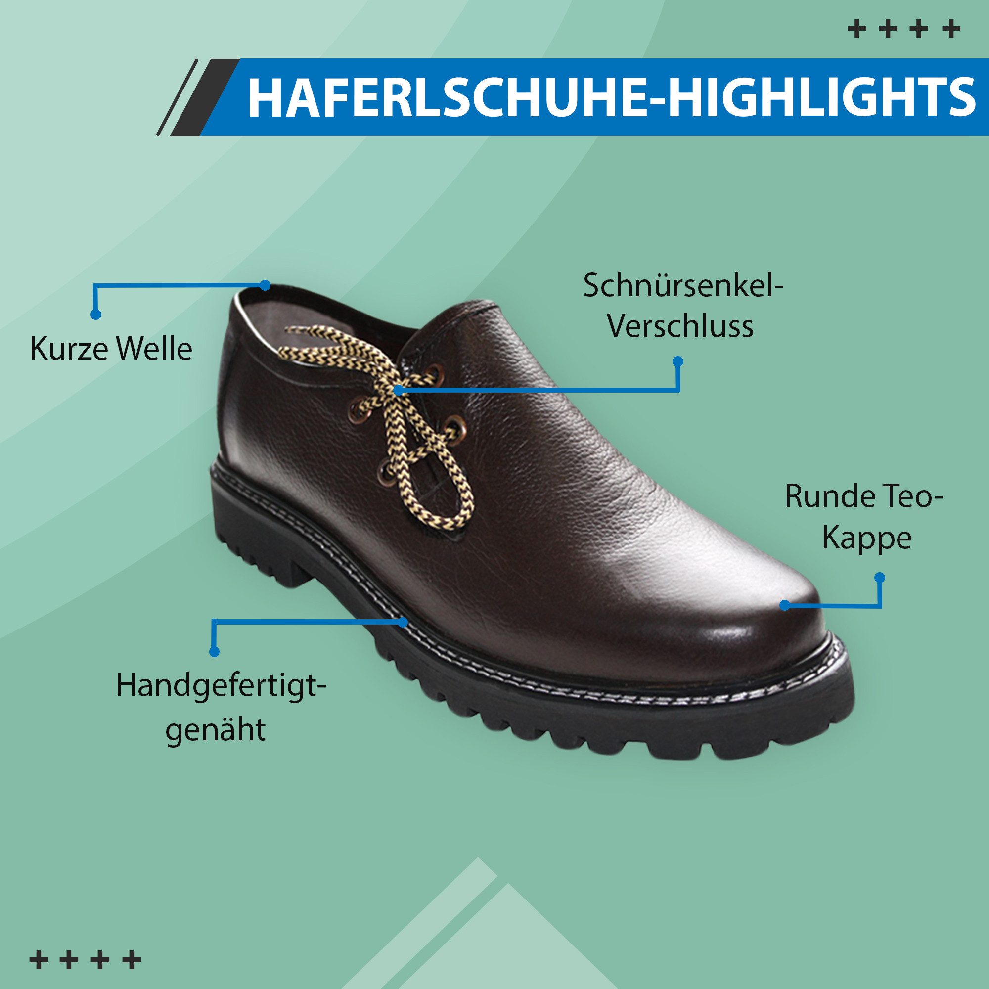 German Wear GW1800-GL Haferlschuh Glattlededer Trachtenschuhe Original-Handmachart Glattleder – Bild 5 von 5