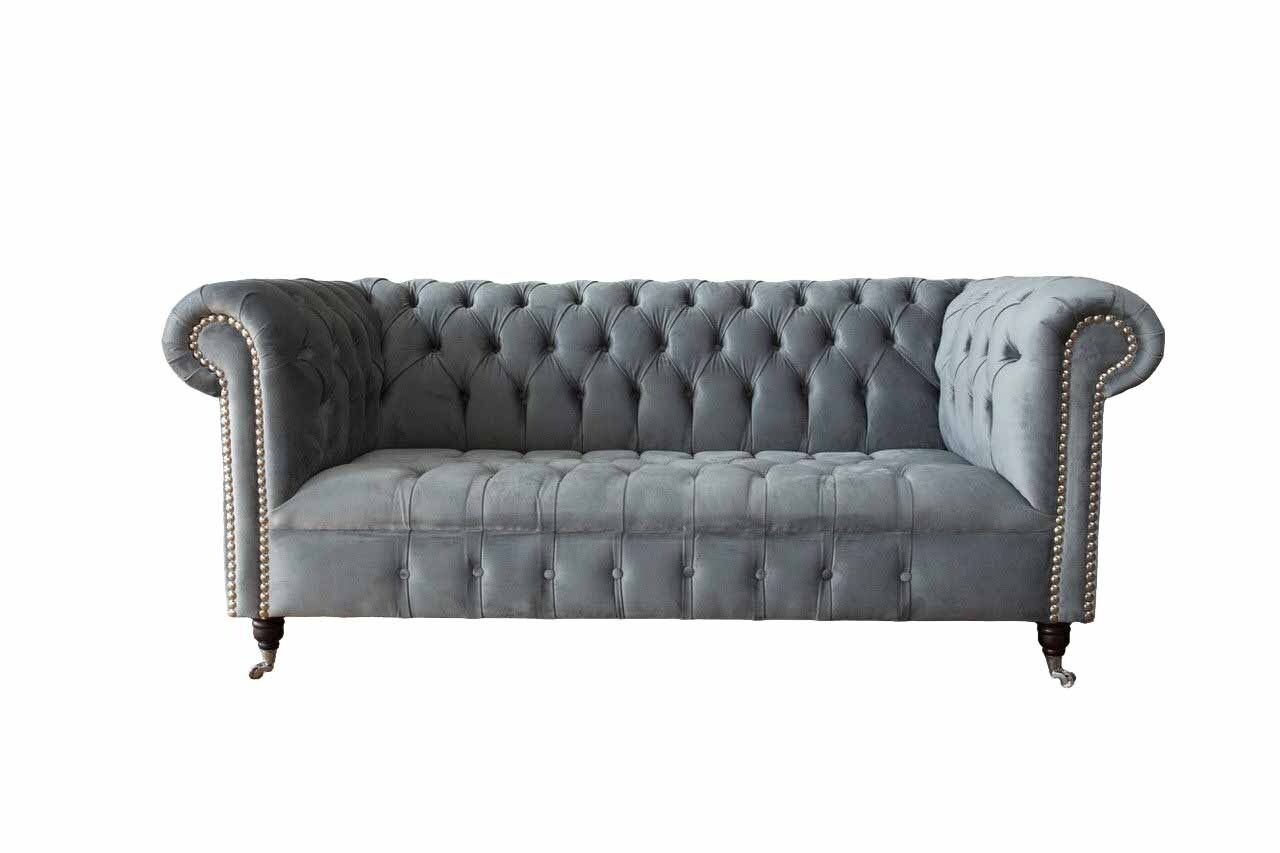 Europe Sofas Sofa 3 Chesterfield Made Couch Couchen Textil JVmoebel Sitz Grau, Polster In Sofa