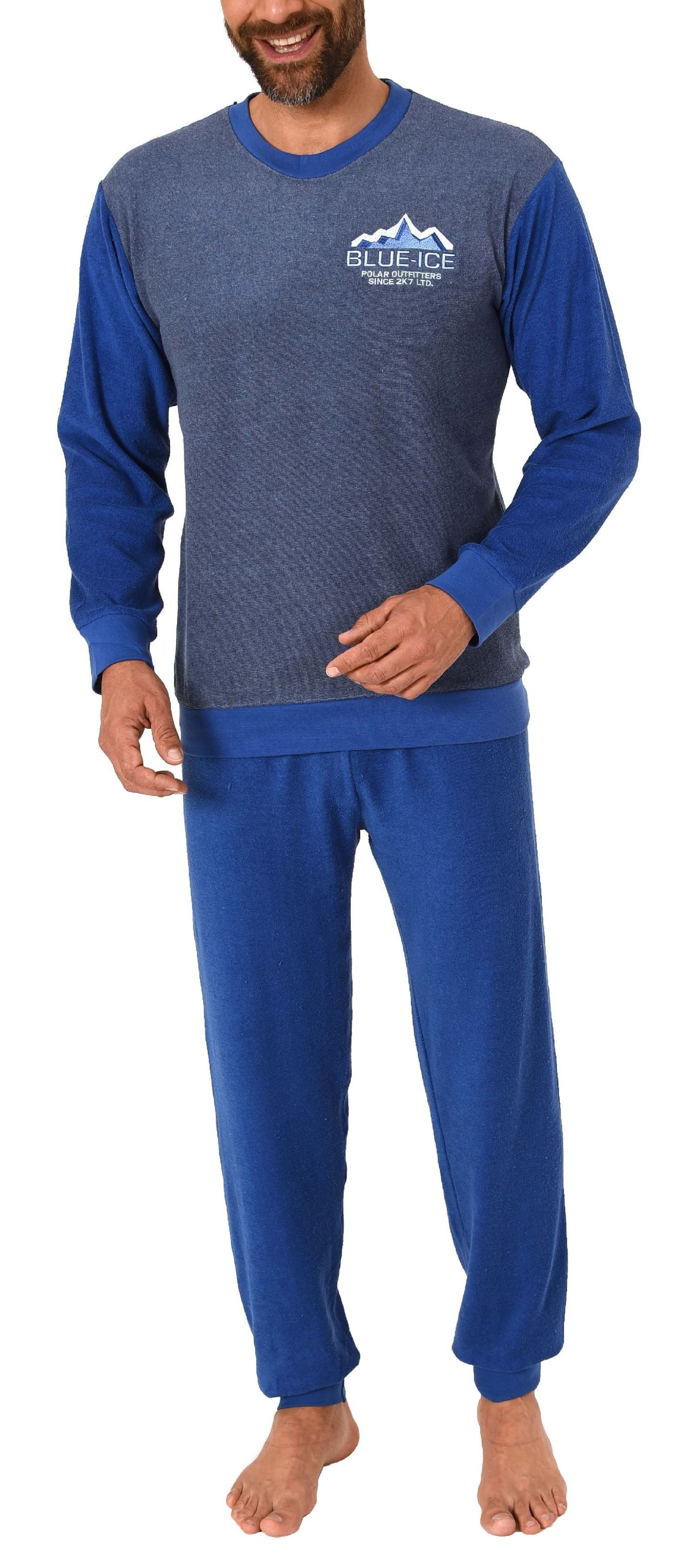 Normann Pyjama Herren Frottee Pyjama langarm Schlafanzug mit Bündchen - 291 13 573 – Bild 3 von 5
