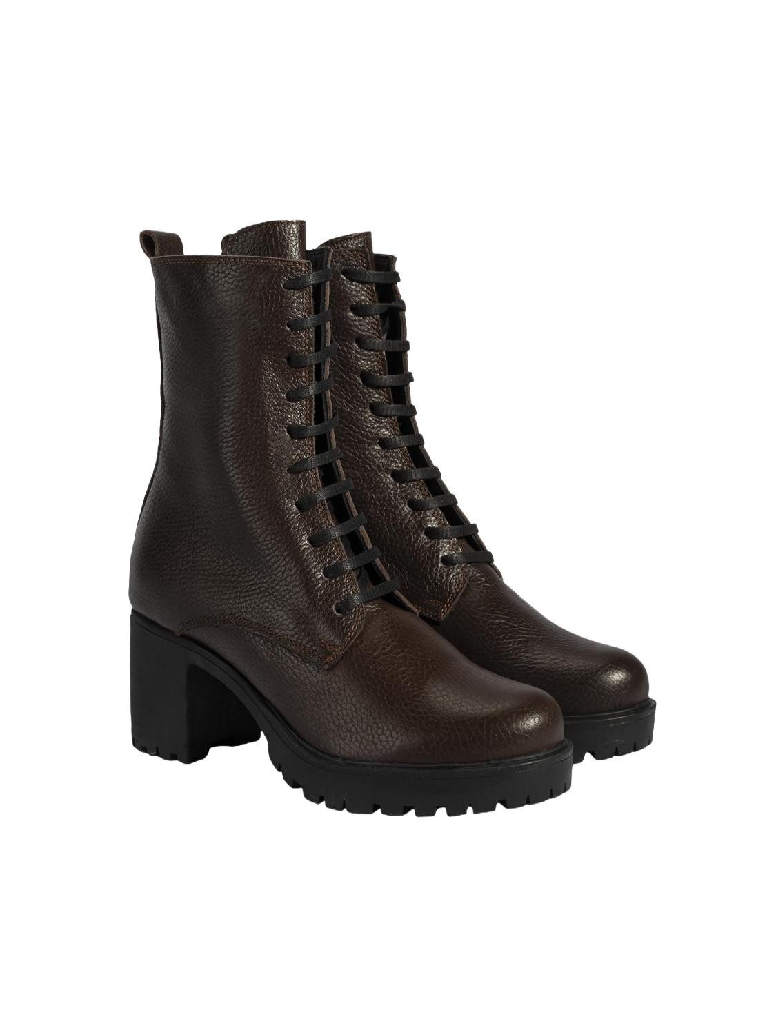 Desa Desa Damen-Lederstiefel – Schlupfstiefel, Blockabsatz, runde Zehenpart Stiefel