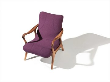 JVmoebel Sessel Design Lila Sessel Couch Sitz Wohnzimmer Holz Modern Polster Textil (1-St., Sessel), Made in Europa