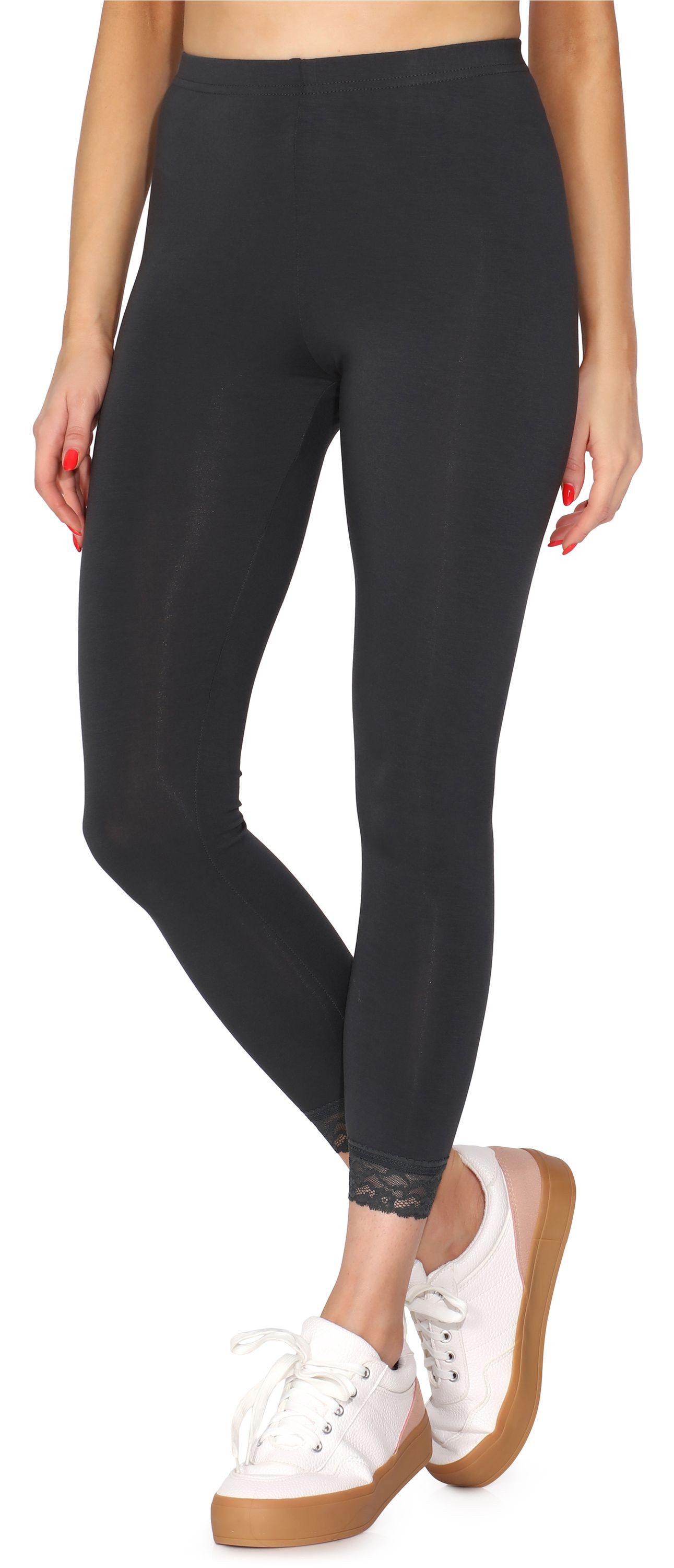 Merry Style Leggings Damen 7/8 Hose mit Spitze MS10-342 (1-tlg) aus Viskose