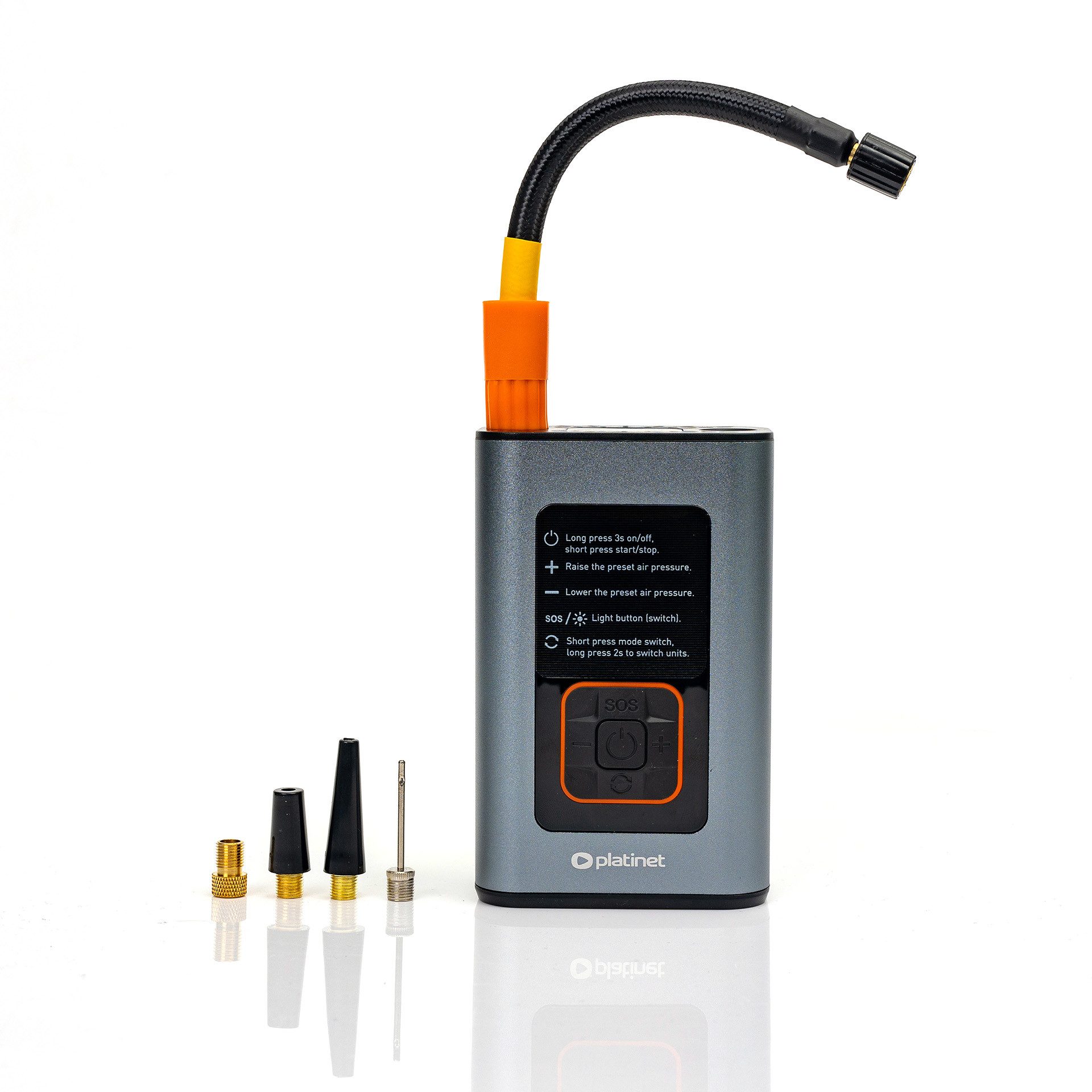 Platinet Akku-Handkompressor Tragbarer Luftkompressor mit LED kompaktform für Auto Fahrrad und Mehr