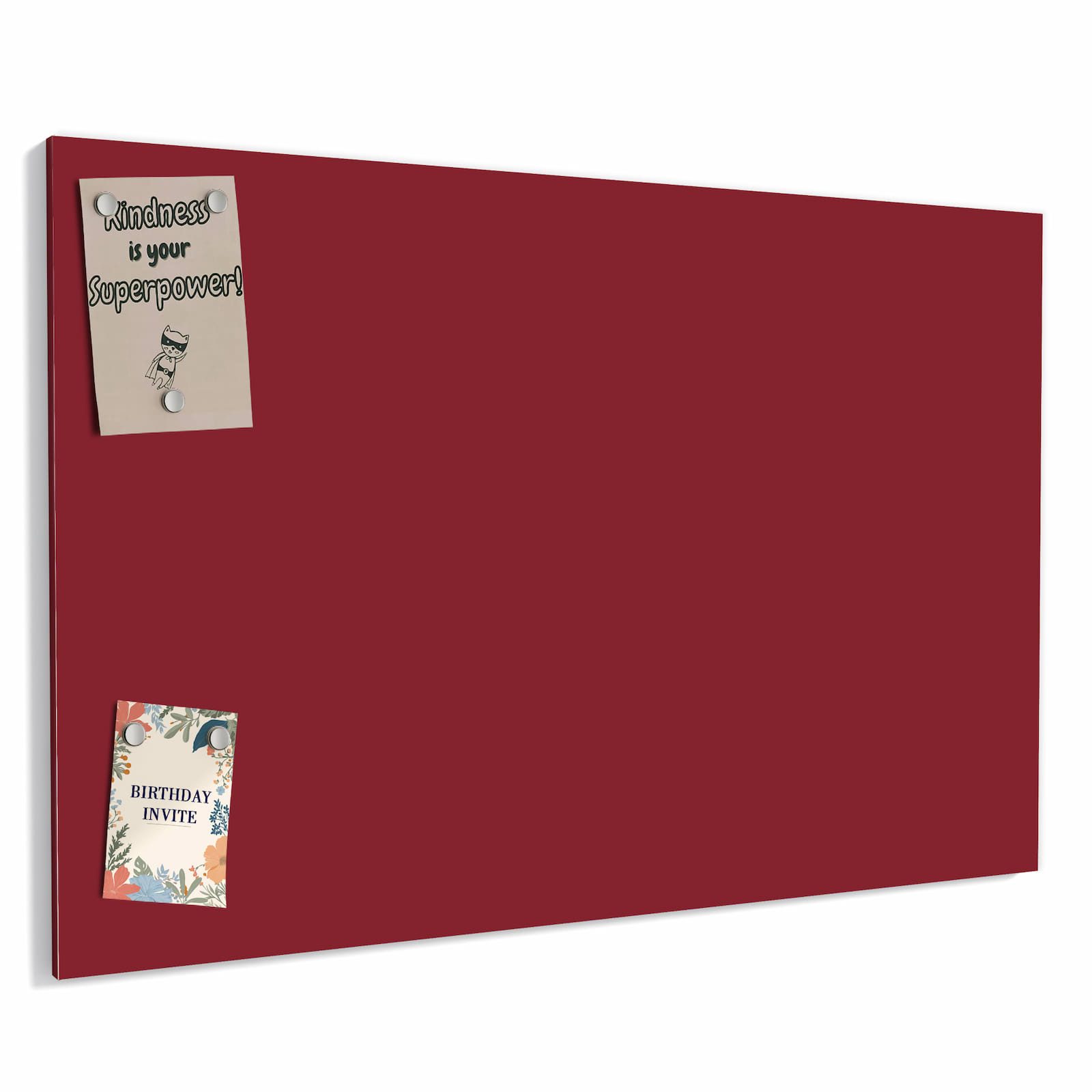 Primedeco Magnettafel Burgunderrot – Magnetwand & Memoboard aus Metall, (Komplett-Set, 1-tlg., Inklusive 4 Magnete und 2 Boardmarker (weiß & schwarz), magnetisch & beschreibbar
