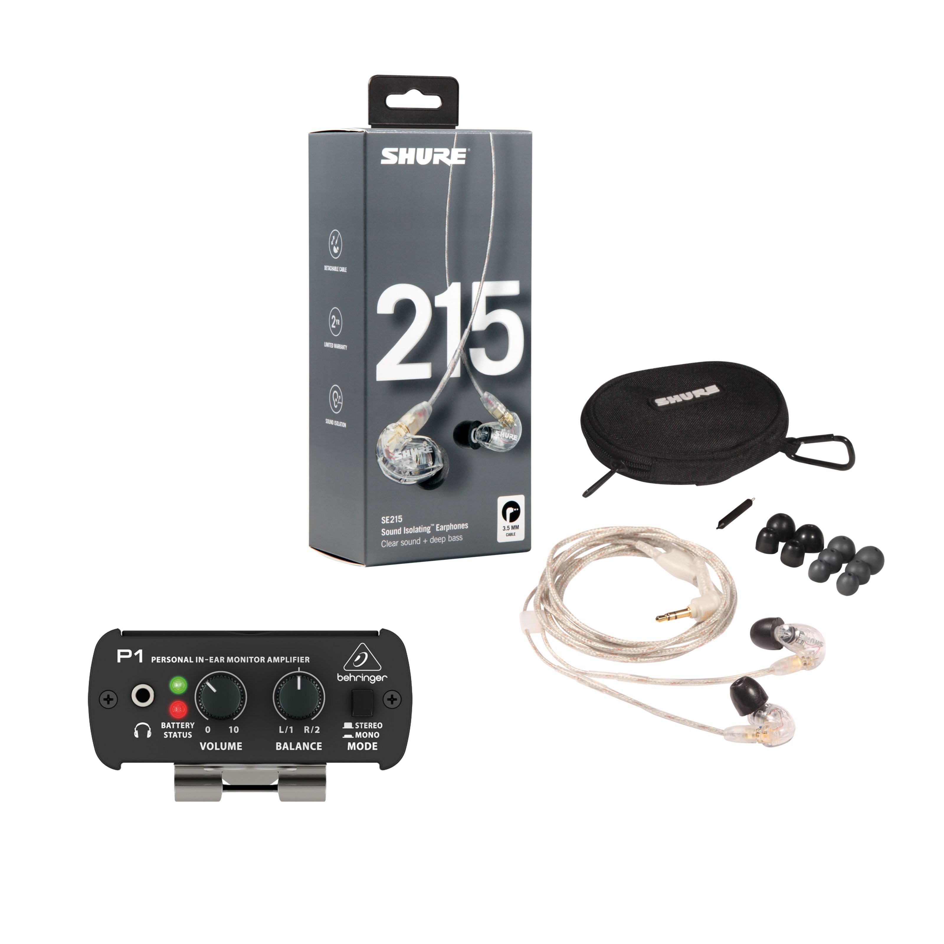 Behringer In-Ear-Kopfhörer (P1 Powerplay + SE215 - InEar System Komponente-Set)