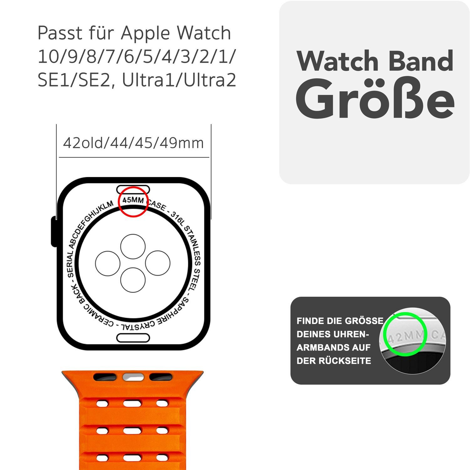 Nalia Smartwatch-Armband Apple Watch 49mm/46/45/44/42(Serie 1-3), günstig online kaufen