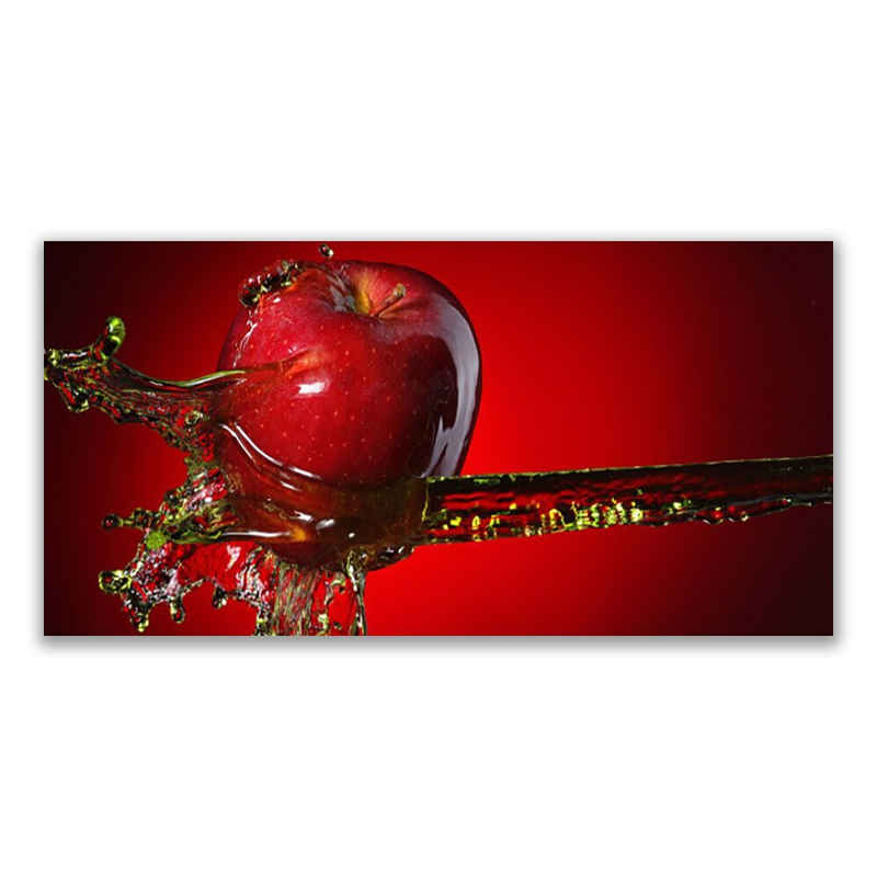 Tulup Glasbild Glasbilder Wanddekoration Bilder Fotobilder Bild XXL 120 cm x 60 cm, Apfel-Wasser-Küche, Bild auf gehärtetem Glas