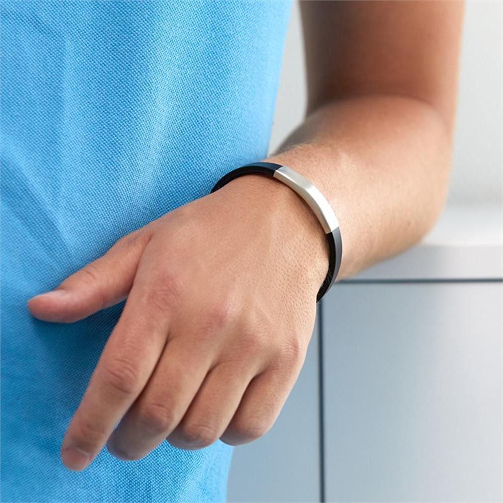 Unique Edelstahlarmband Kautschuk Armband mit Edelstahl Details B5143 günstig online kaufen