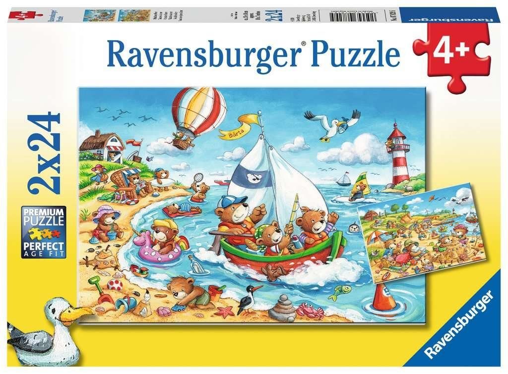 Ravensburger Puzzle Puzzles Urlaub am Meer 2 X 24 Teile, 2 Puzzleteile