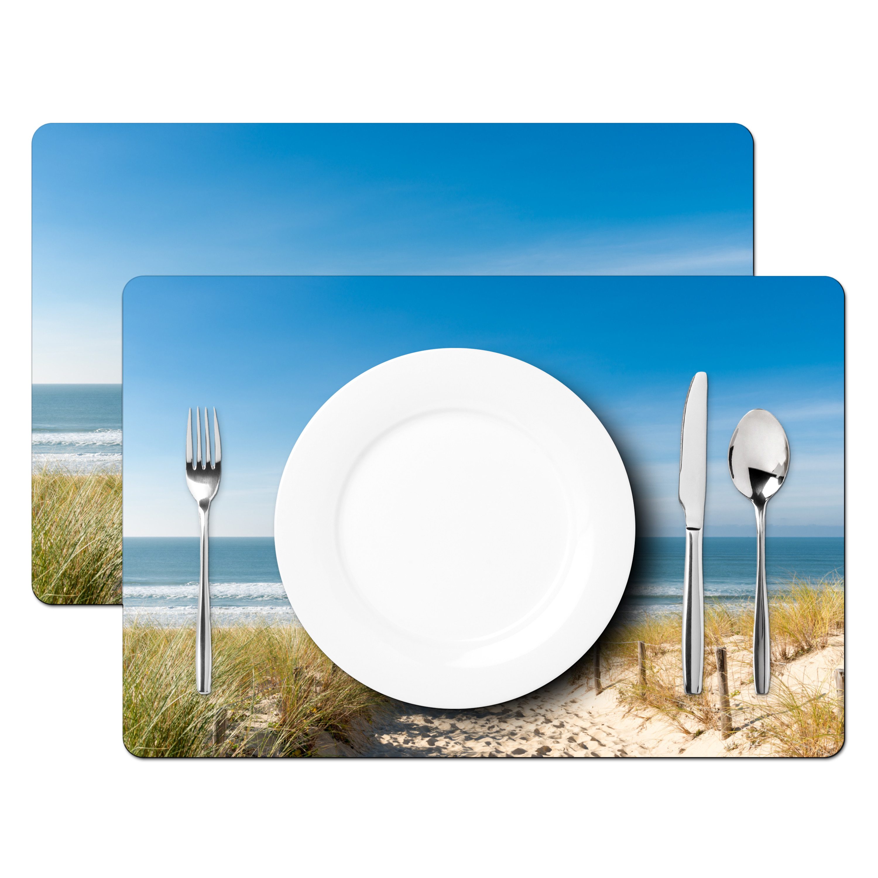 MuchoWow Platzset Strand - Meer - Düne - Sand - Sommer, (6-St), Platzsets, Tischset, Abwaschbar, Tischsets, Platzdeckchen – Bild 2 von 5