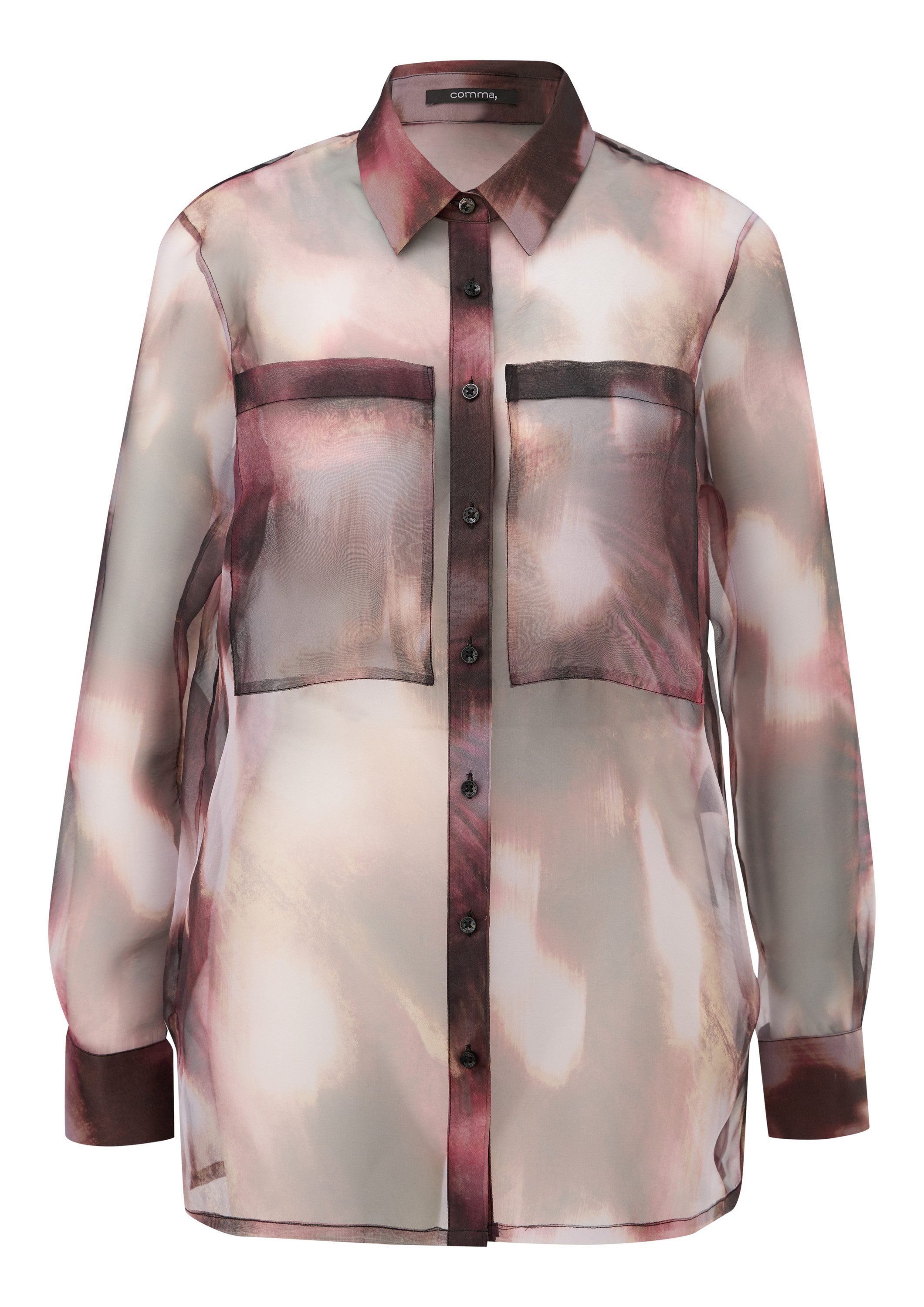 comma Langarmbluse Bluse Transparente Hemdbluse aus Organza günstig online kaufen