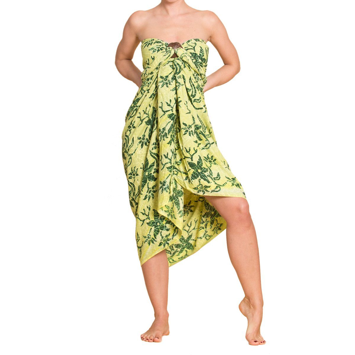 Sarong oder, großen Bikini B007 als Überwurf hellgruen Tuch Strandkleid den für in auch Wrap Wachsbatik Pareo tragbar Cover-up Strandtuch Größen Strand PANASIAM