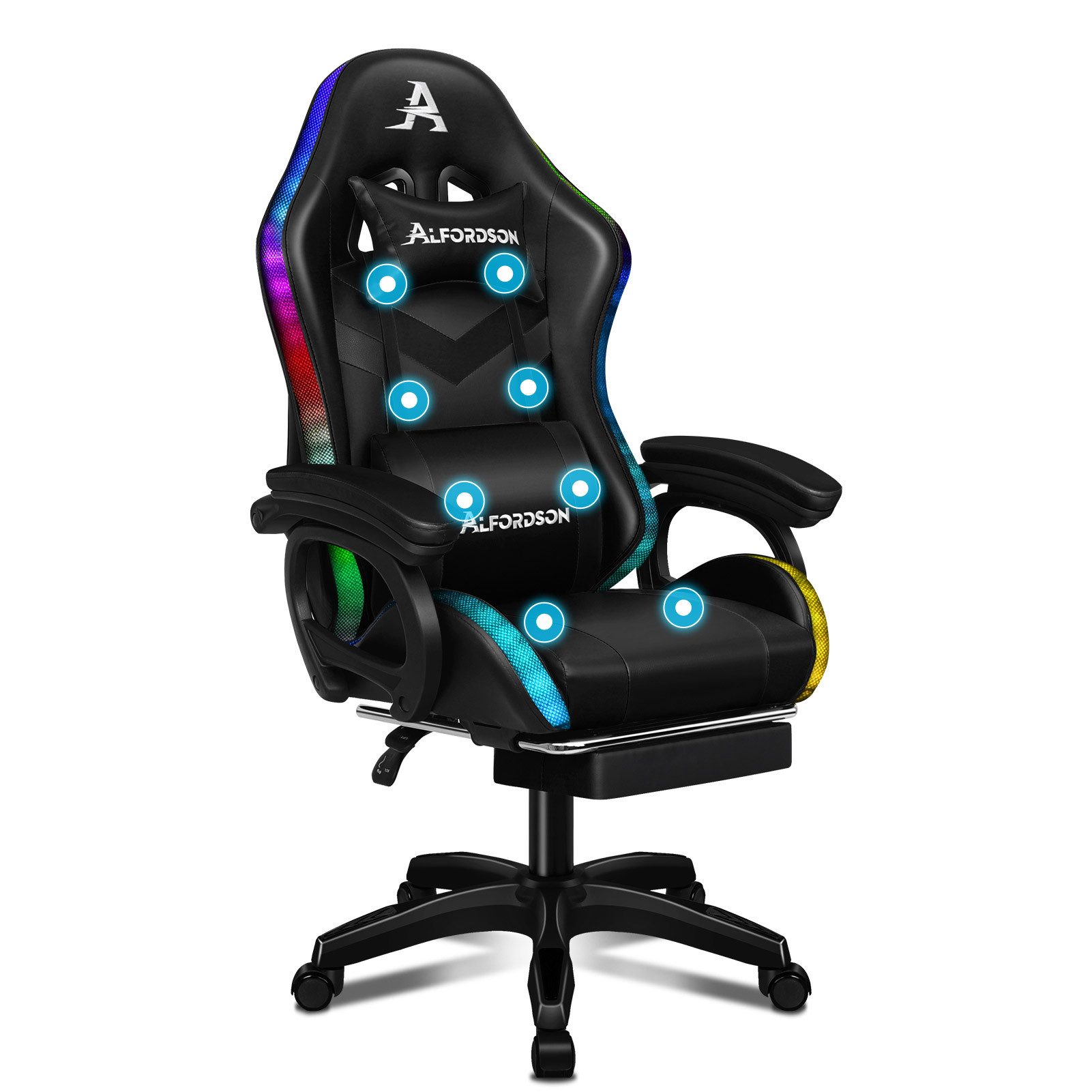 ALFORDSON Gaming-Stuhl 12 RGB LED-Farben Fernbedienung, günstig online kaufen
