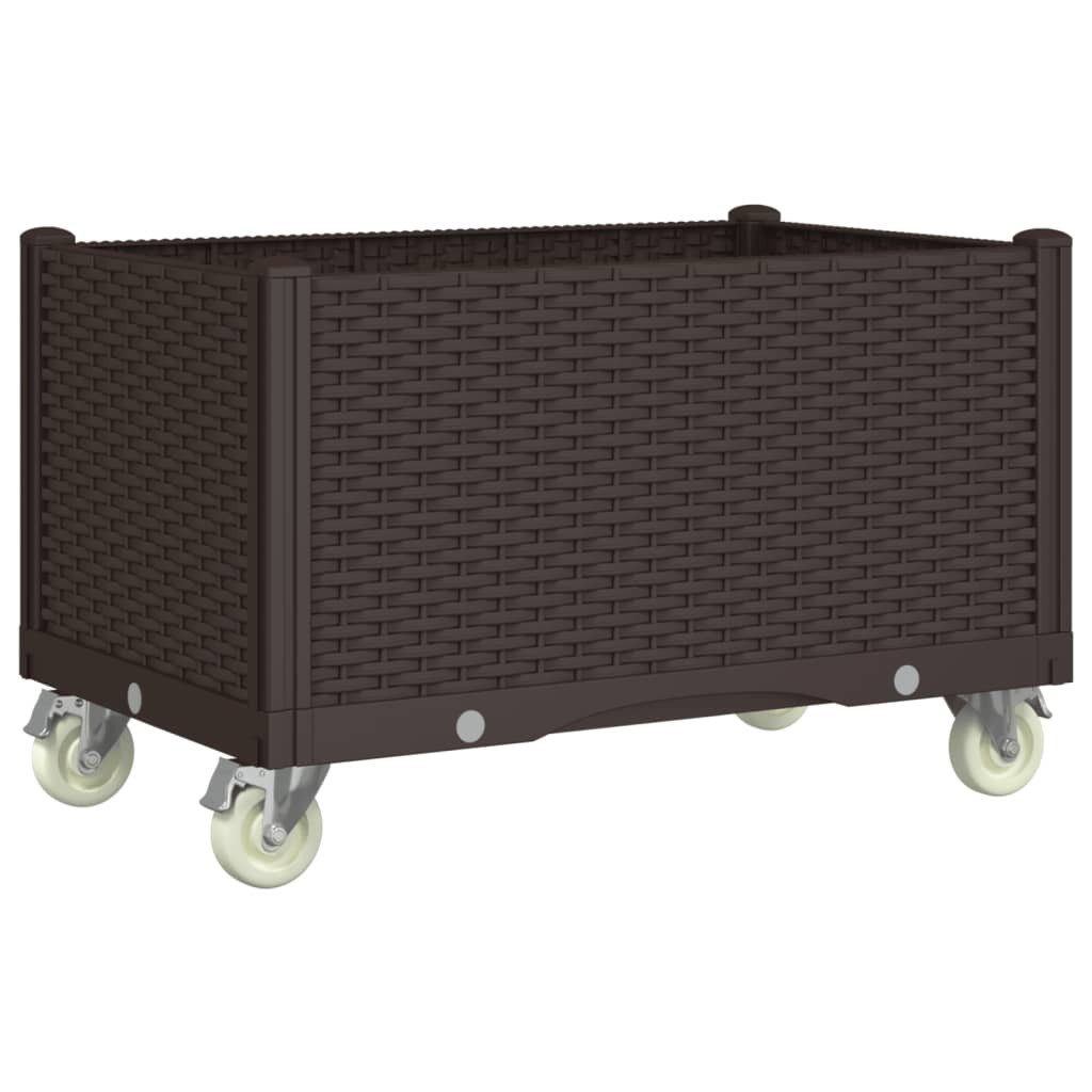 Hochbeet Pflanzkasten mit Rollen Braun 80x50x54 cm Kunststoff Polypropylen