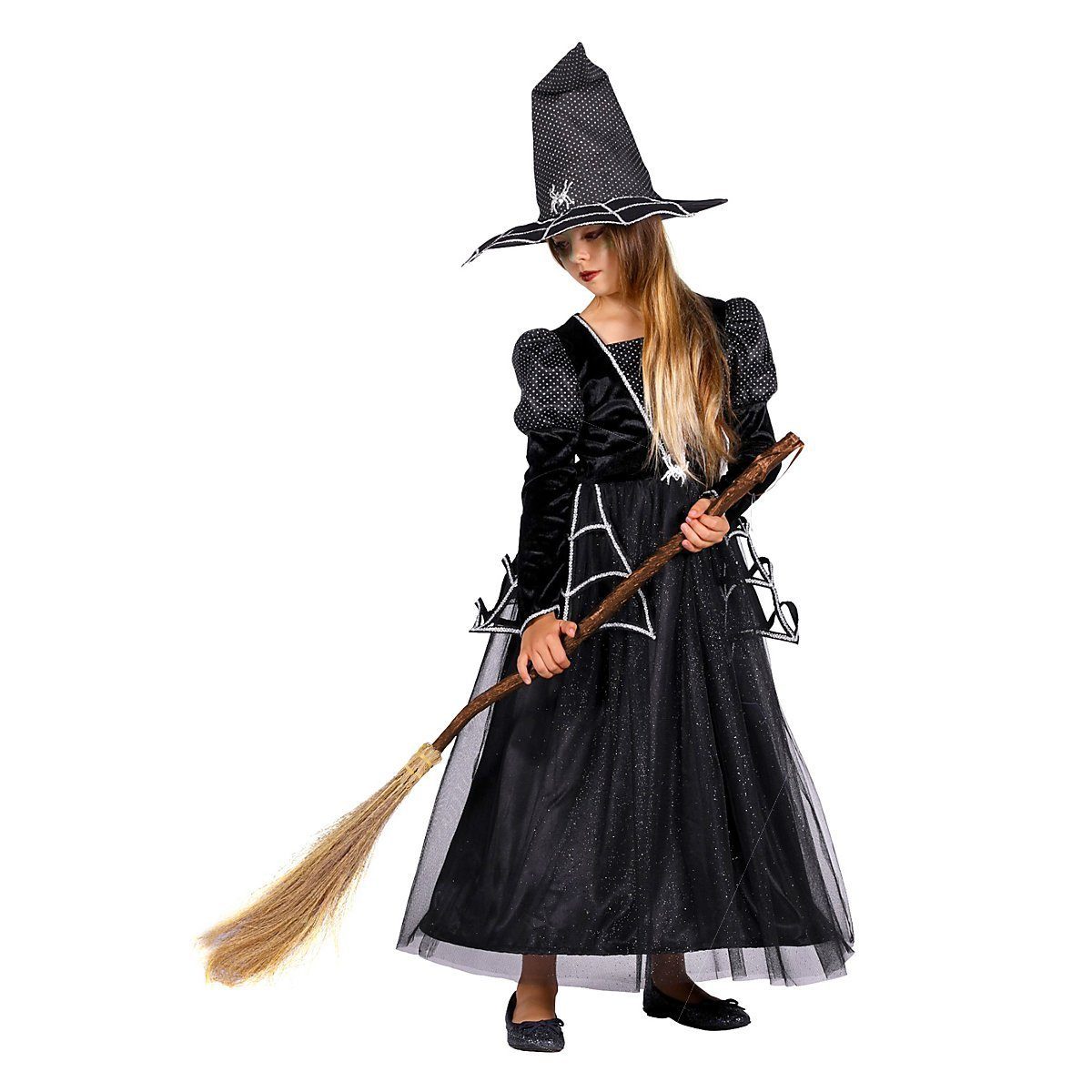 Widdmann Hexen-Kostüm Hexenbesen - für Halloweeen Kostüm Damen Kinder