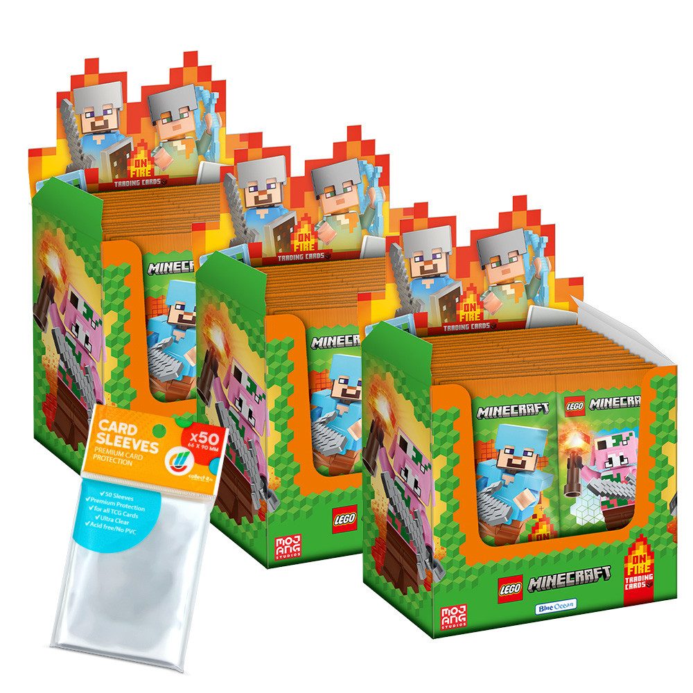 Blue Ocean Sammelkarte Minecraft Serie 3 - 3 Display (108 Booster) + collect-it Hüllen