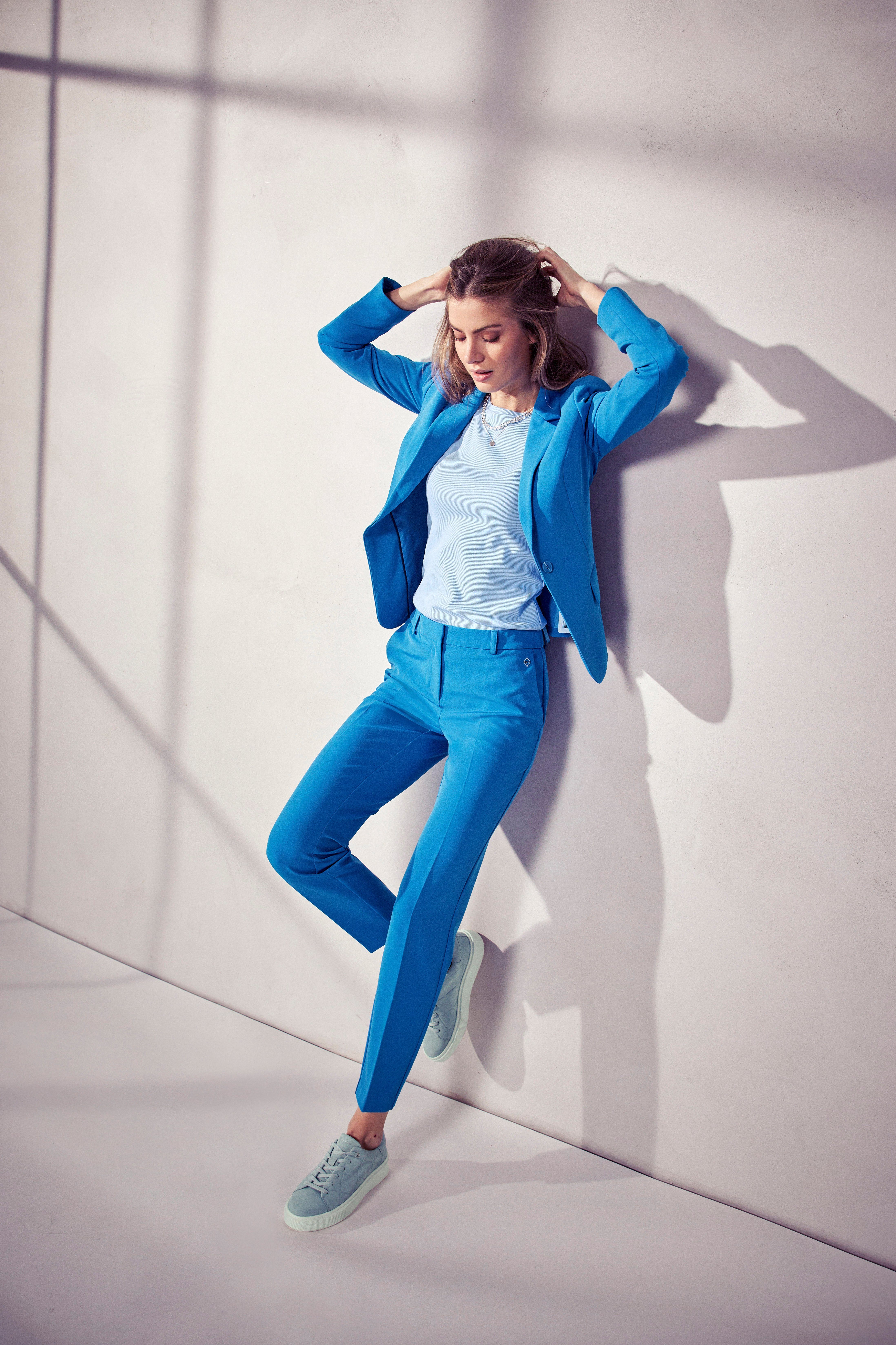 nachhaltigem (Hose Material) Trendfarben acidblue Tamaris in Anzughose aus