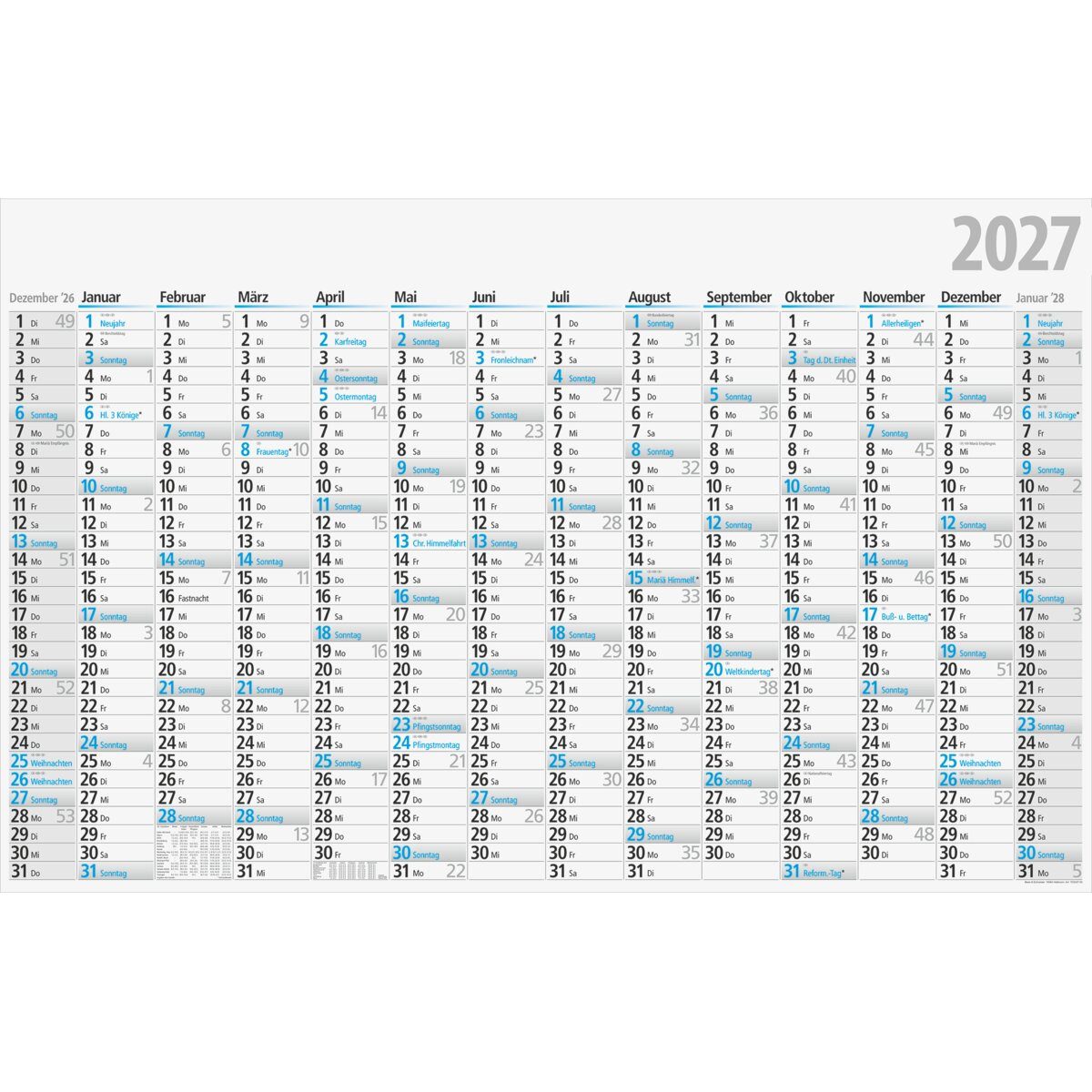 rido ide Plakatkalender Jahresplaner 121x77cm 14 Monate 2027