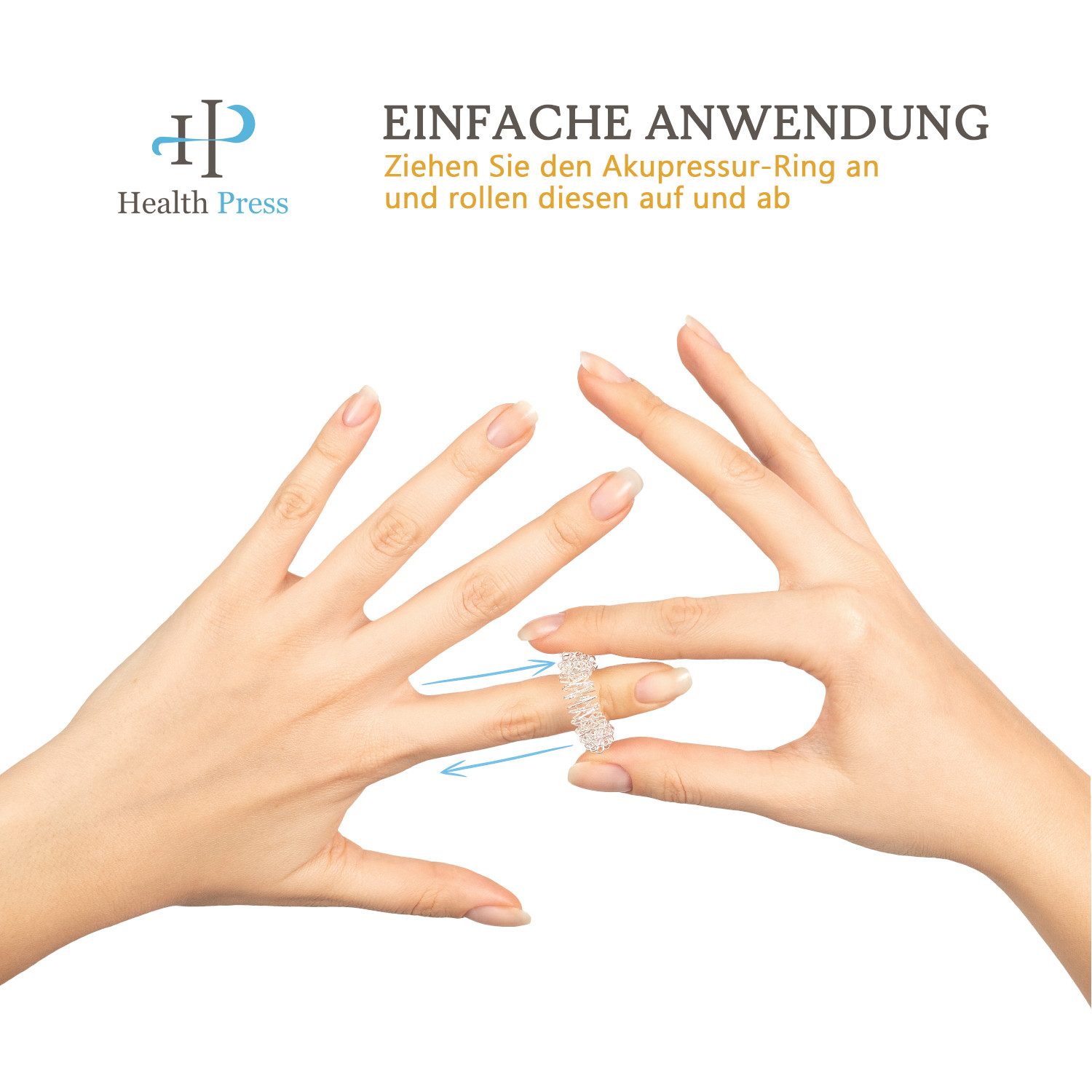 Health Press Shiatsu-Akupressurgerät Akupressurring Finger Akupressur Ringe Anti Stress Massage Ring Set, 12-tlg. – Bild 5 von 5