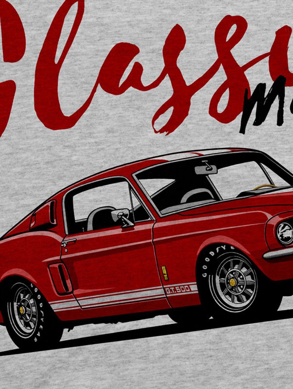 mustang meliert gt500 Car Herren style3 eleanor Classic Print-Shirt v8 grau usa Muscle T-Shirt