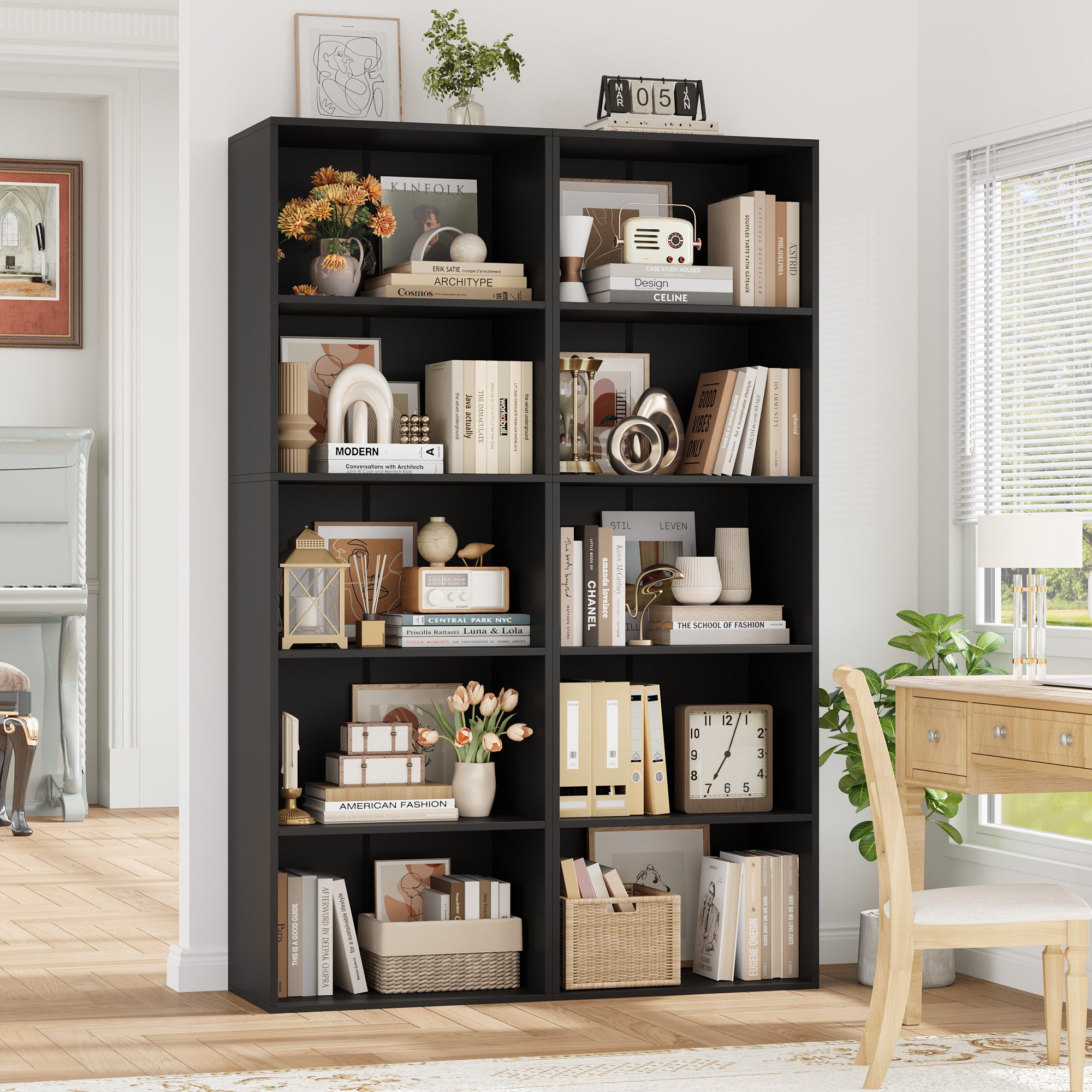 Homfa Bücherregal Regal mit 5 Fächern, 159cm Bücherschrank Standregal, vers günstig online kaufen