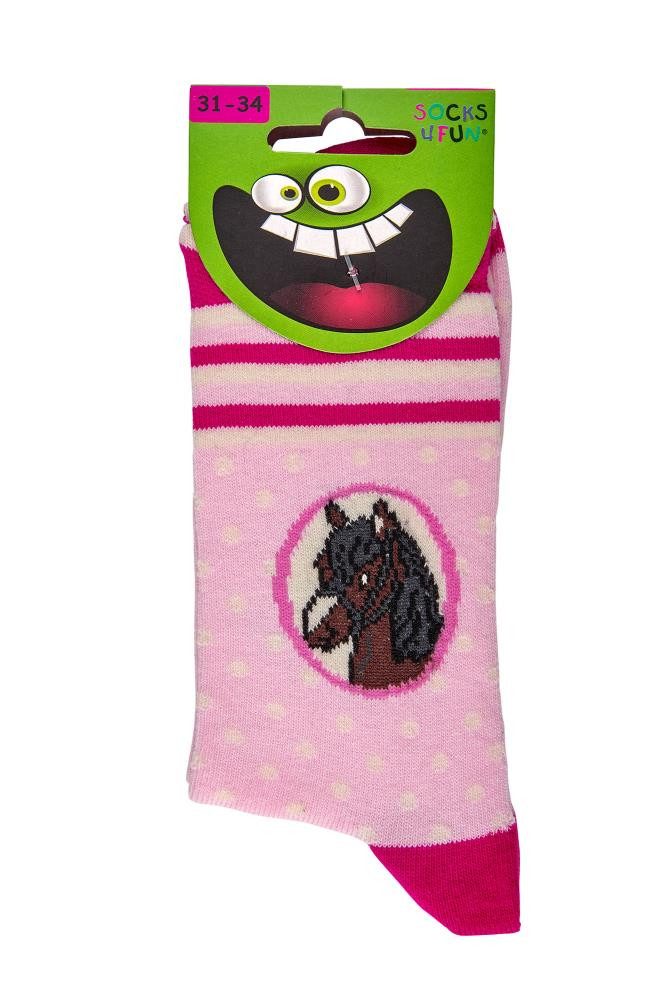 Wowerat Freizeitsocken 3 Paar Kindersocken für Mädchen, Romantik-Pferd, weiche Baumwolle