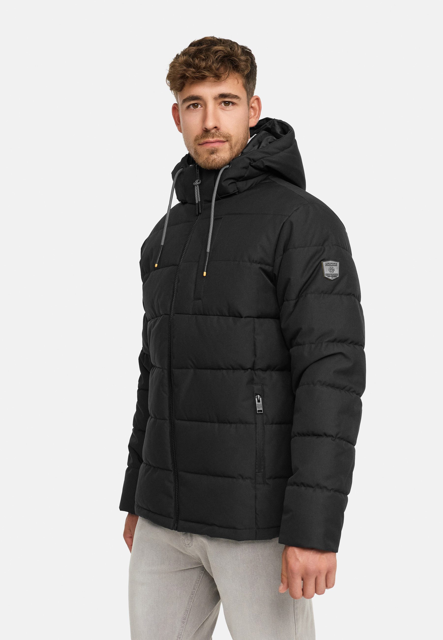Indicode Winterjacke Herren INHebero Jacke Winter Herrenjacke Wattierte Steppjacke mit Kapuze und Reißverschluss