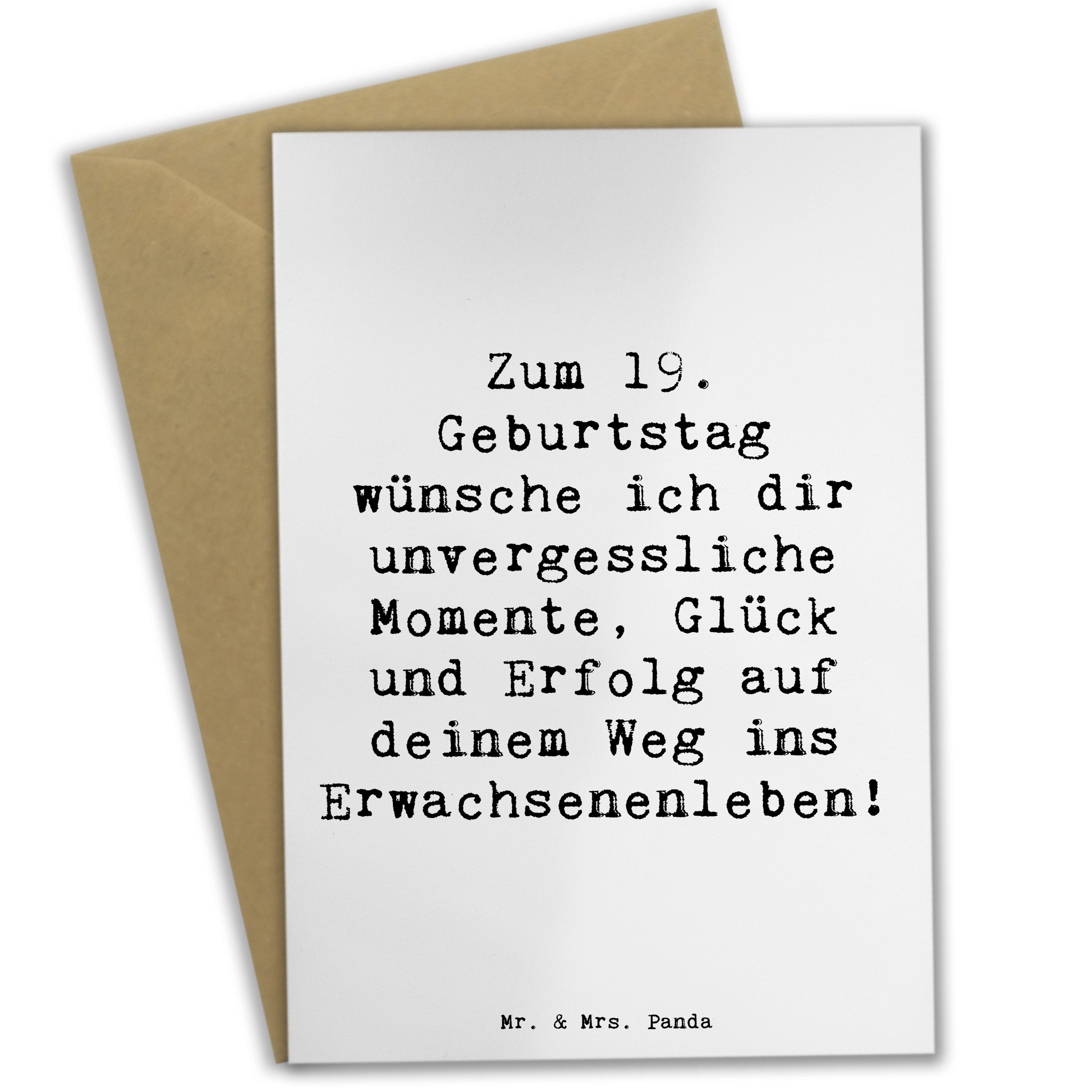 Grußkarte Spruch 19. Geburtstag Wünsche - Weiß - Geschenk, Erinnerungen, Lachen