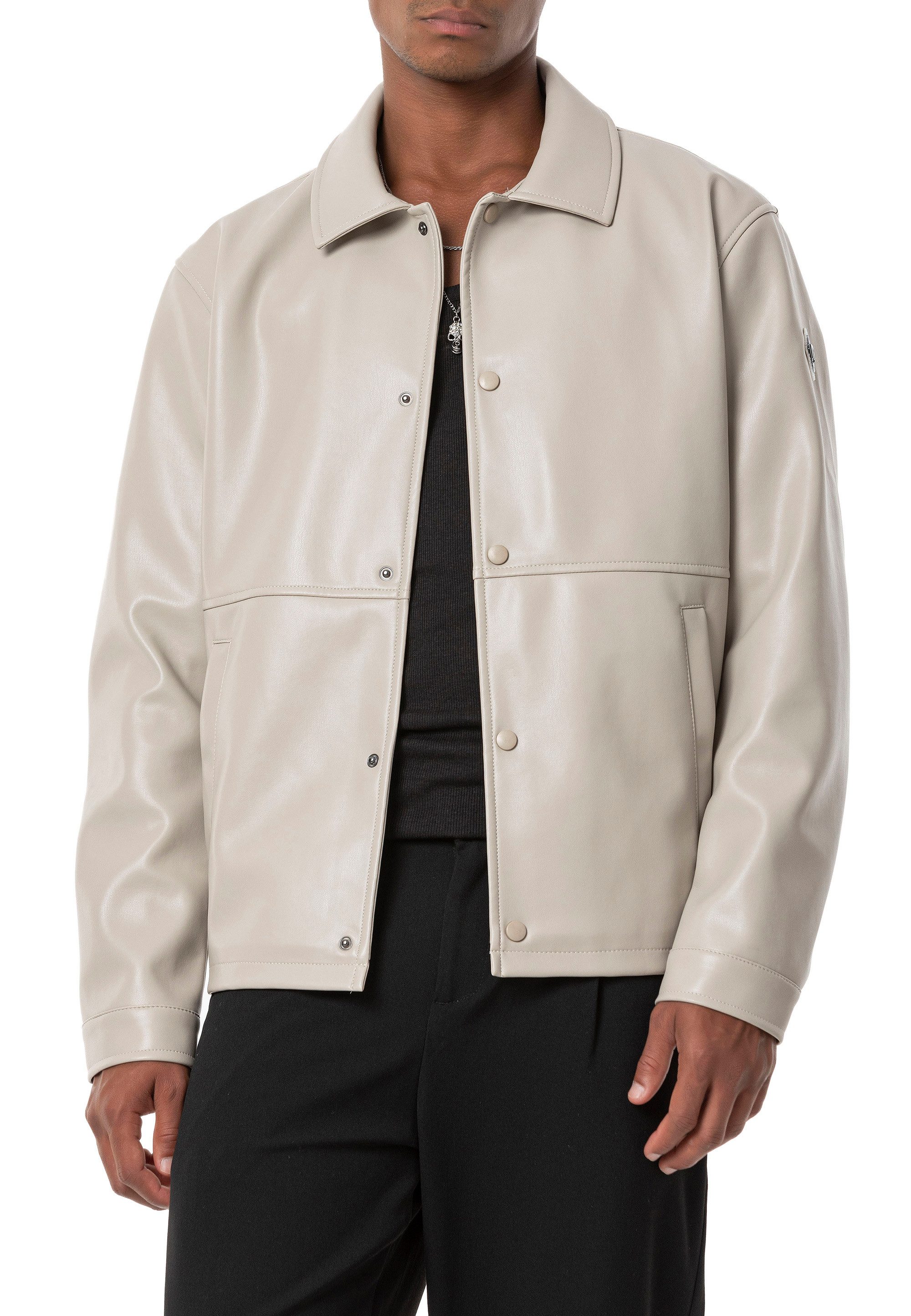 RedBridge Lederimitatjacke aus Kunstleder - Leicht oversized bequeme Passform, zeitloses Design