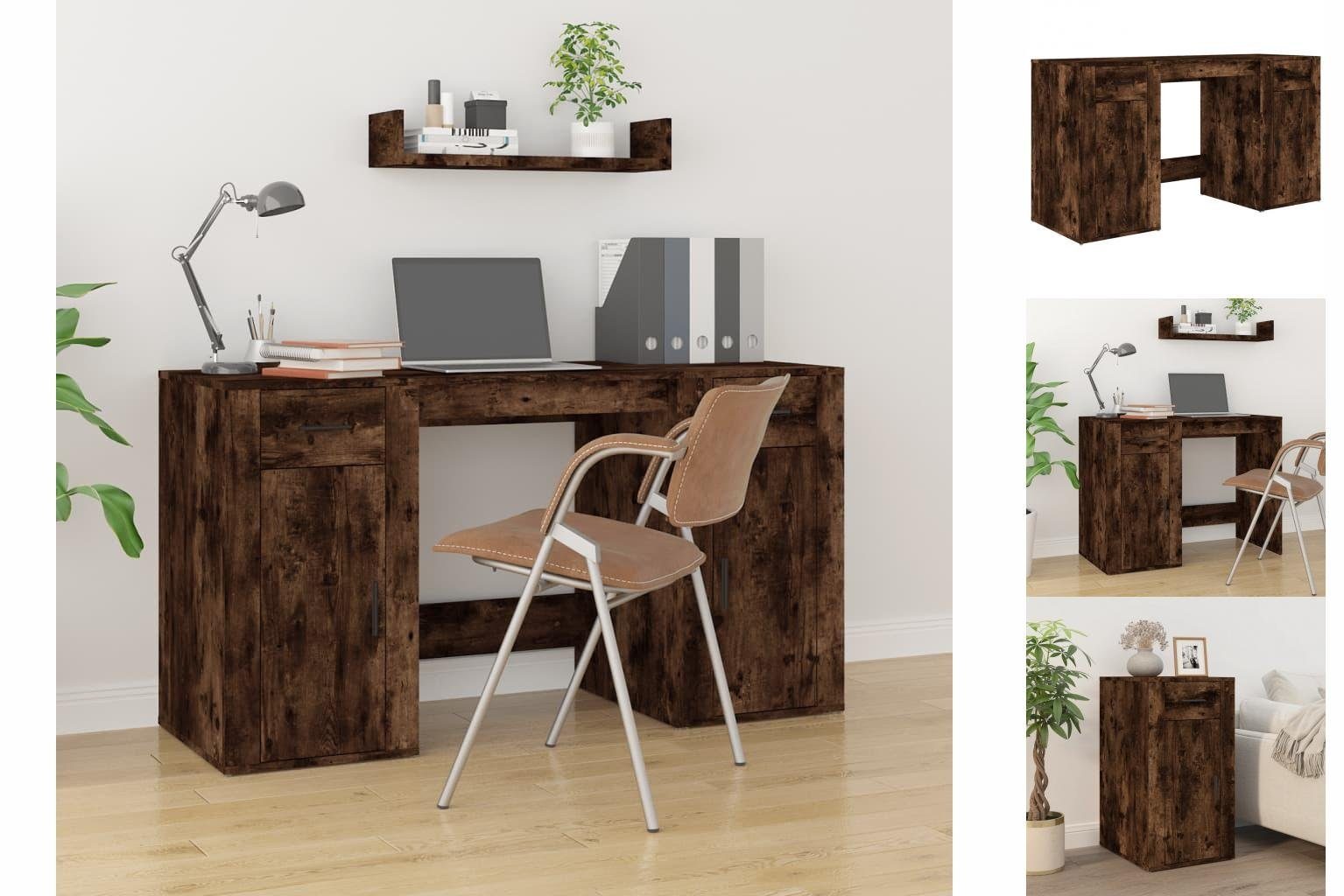 Arbei Home Schreibtisch Räuchereiche mit Office Stauraum Schreibtisch vidaXL Holzwerkstoff