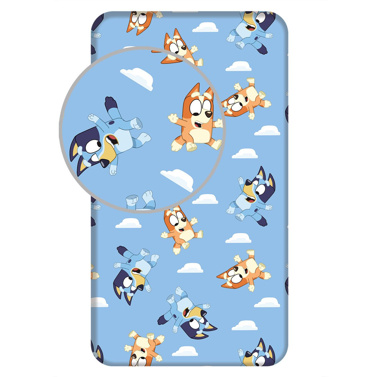 Jerry Fabrics Bettwäsche Bluey & Bingo Spannbettlaken 90 x 200 + 25 cm 100% Baumwolle, 1 teilig