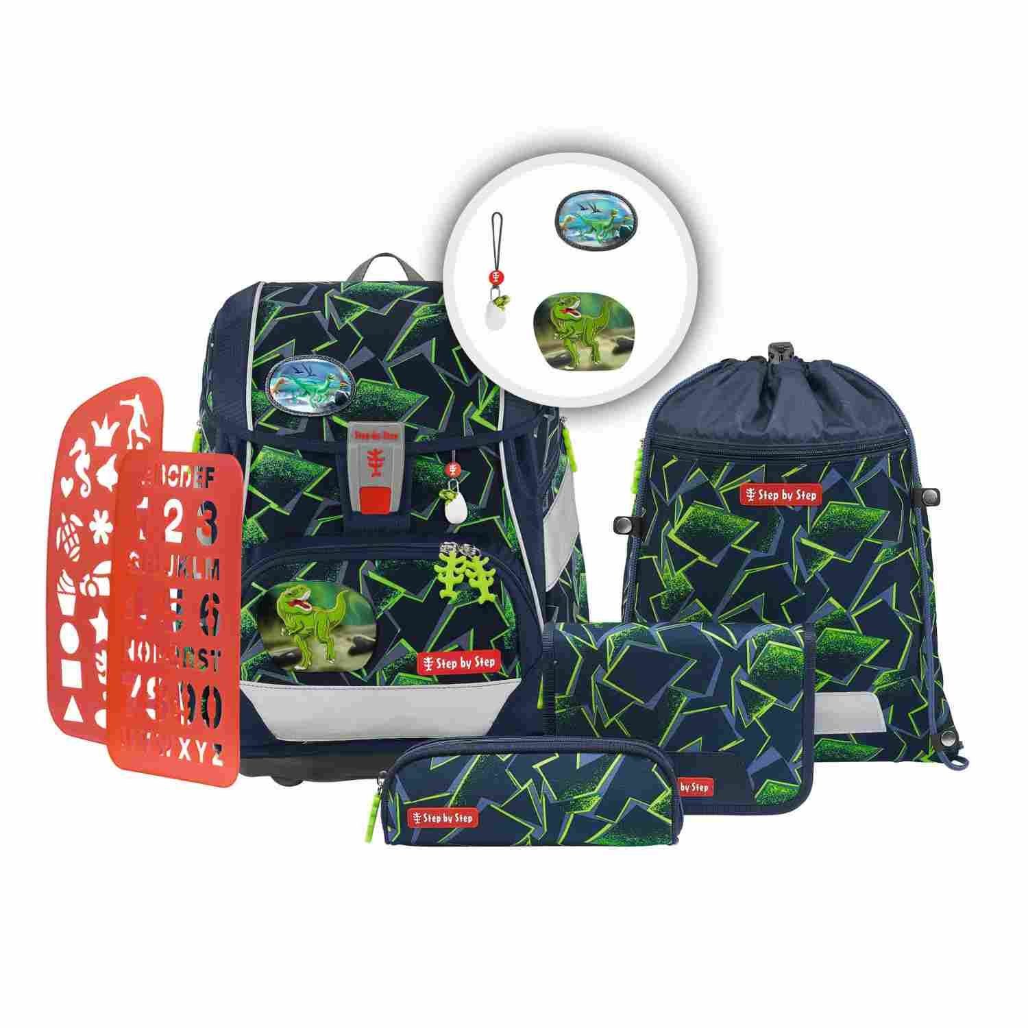 Step by Step Schulrucksack Step by Step 2IN1 PLUS Schulranzen-Set "Wild T-Rex Taro", 6-teilig