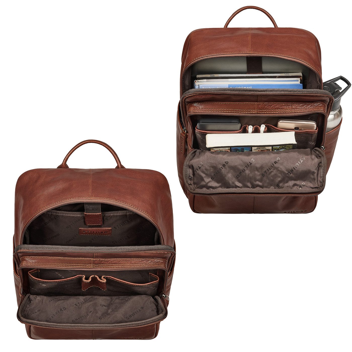 STILORD Notebook-Rucksack "Maurizio" Großer Leder Rucksack Herren Laptoprucksack 15,6 Zoll